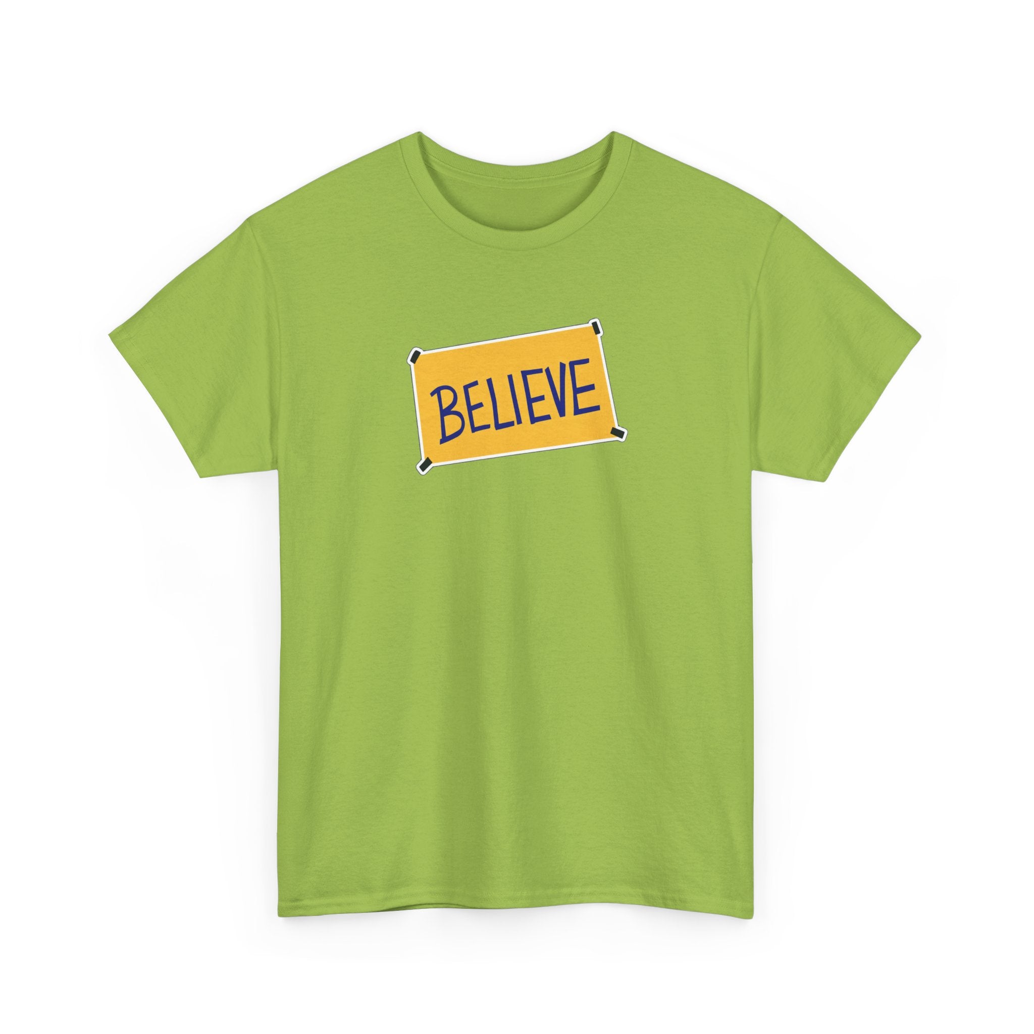 Ted Lasso Inspired Believe Graphic Tee — Inspirational Yellow Patch T-Shirt