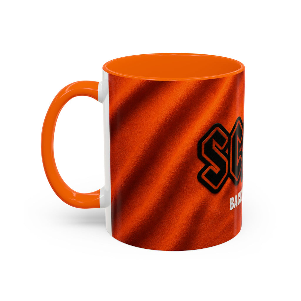 Salford City Inspired Back in Orange Accent Coffee Mug — Rock Band Lightning Logo