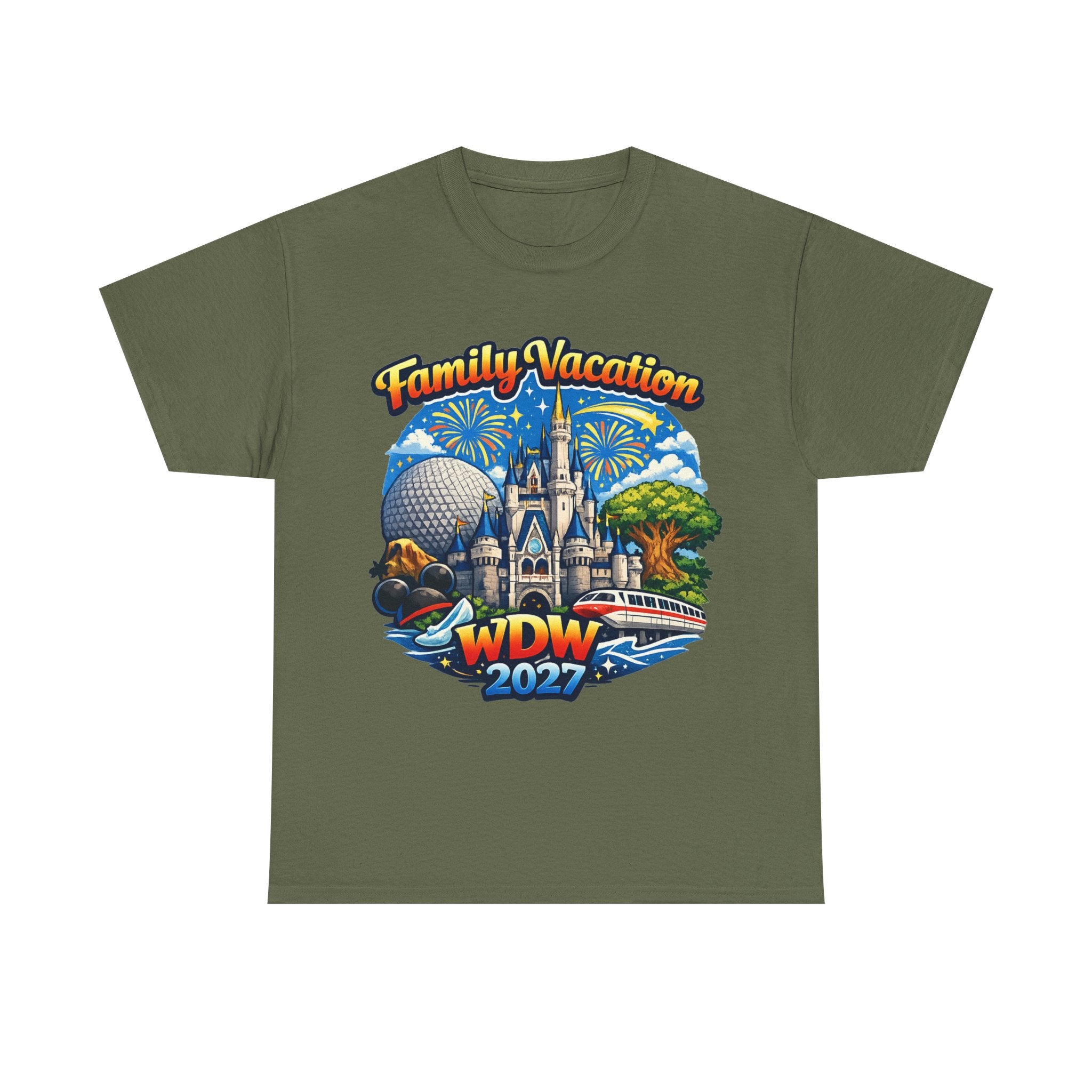 Family Vacation WDW 2027 T-Shirt – Disney Park Castle & Fireworks Vacation Tee