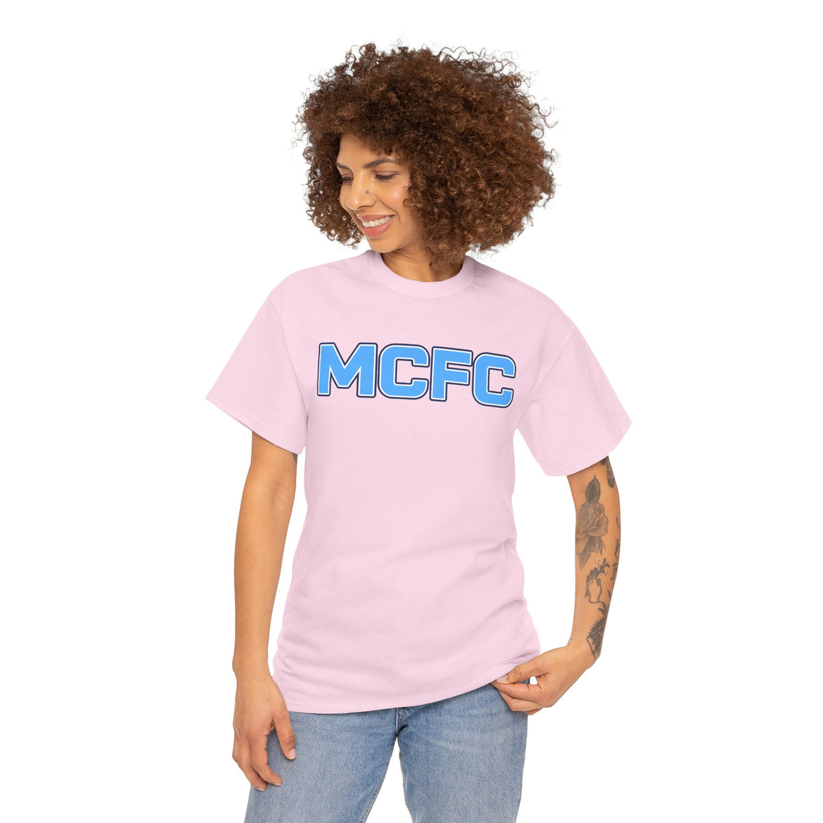 MCFC Logo Cotton T-Shirt — Light Blue Football Fan Tee
