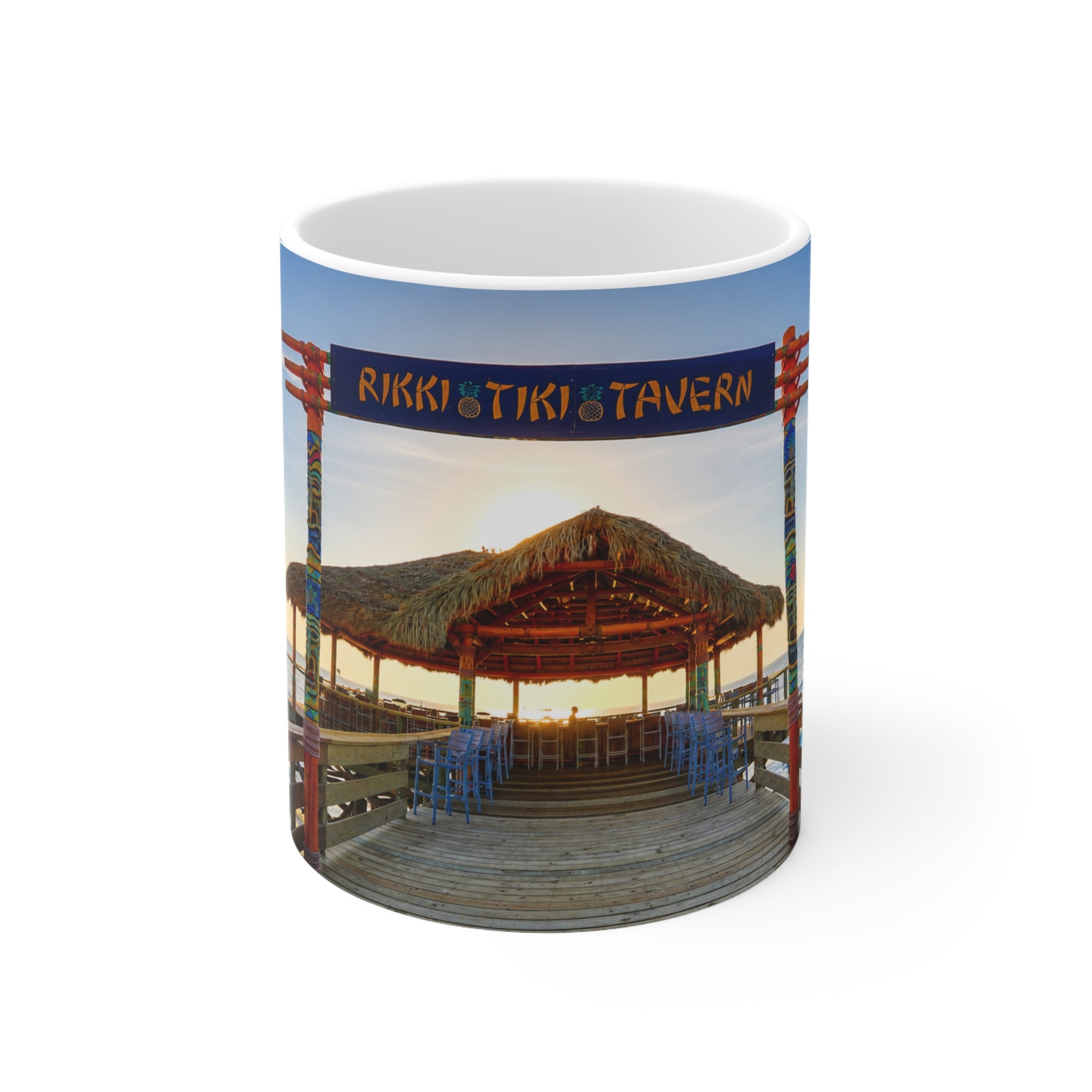 Rikki Tiki Tavern Cocoa Beach Beach Mug — Tropical Tiki Bar Ceramic Coffee Cup (11oz & 15oz)