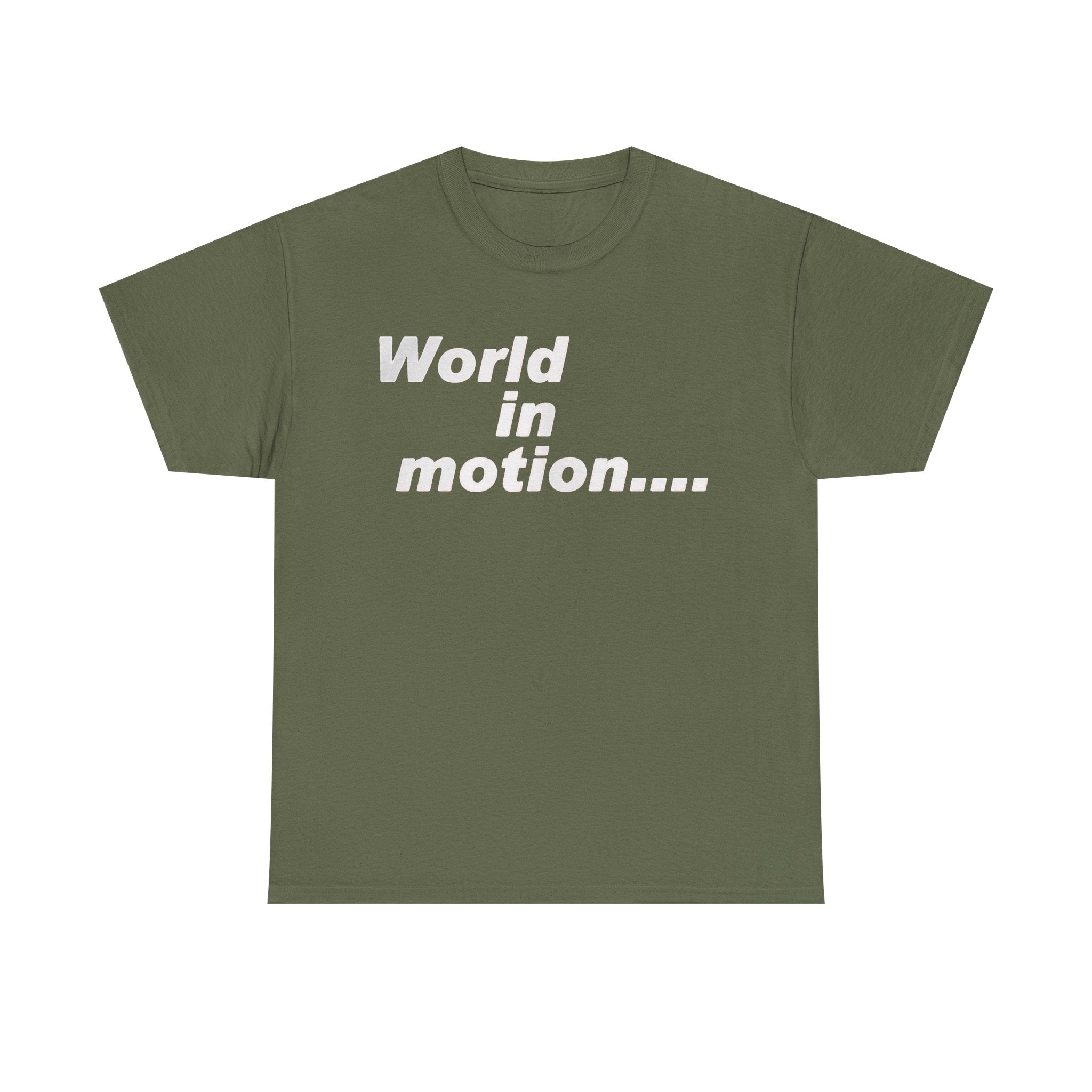World in Motion Tee — Retro Typographic Graphic T-Shirt