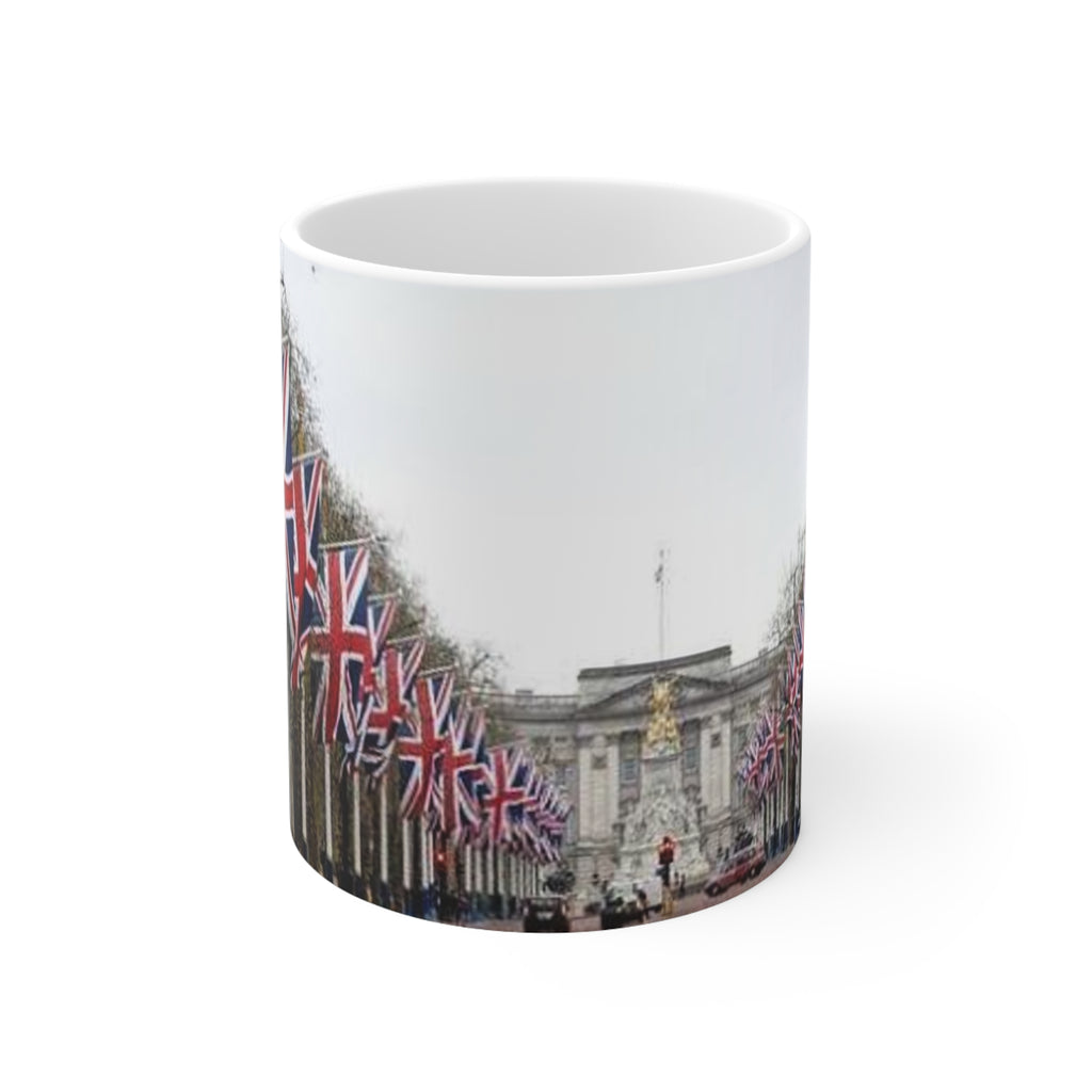 Union Jack Street Scene Ceramic Coffee Mug — 11oz & 15oz