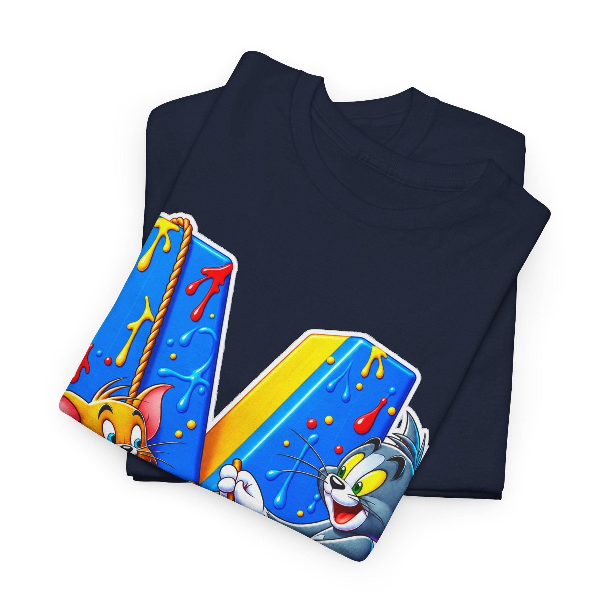 Tom & Jerry Letter M Cotton T-Shirt — Retro Cartoon Graphic Tee