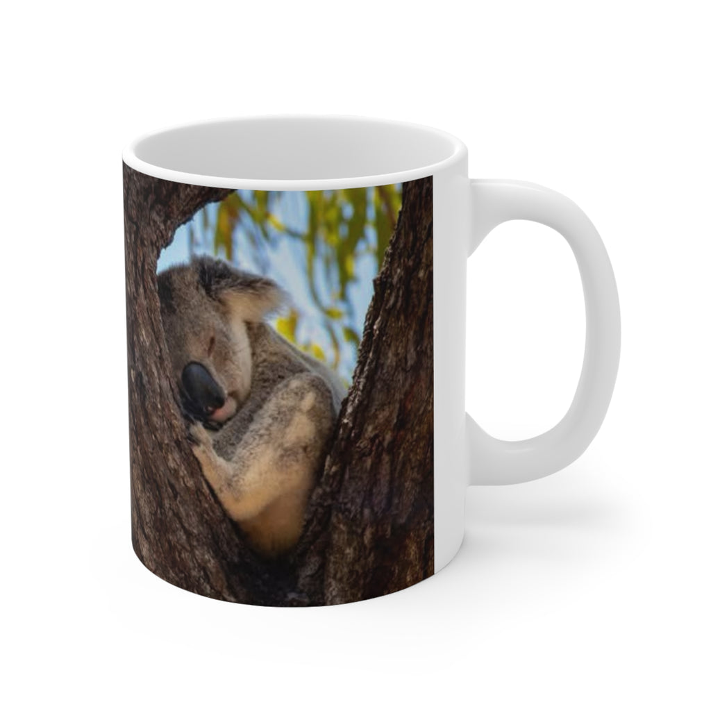 Koala in Tree Ceramic Coffee Mug — 11oz & 15oz Cute Wildlife Photo Mug