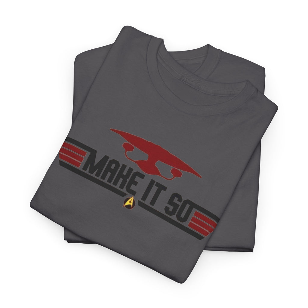 "Make It So" Sci‑Fi Graphic Tee — Retro Starship Emblem T-Shirt