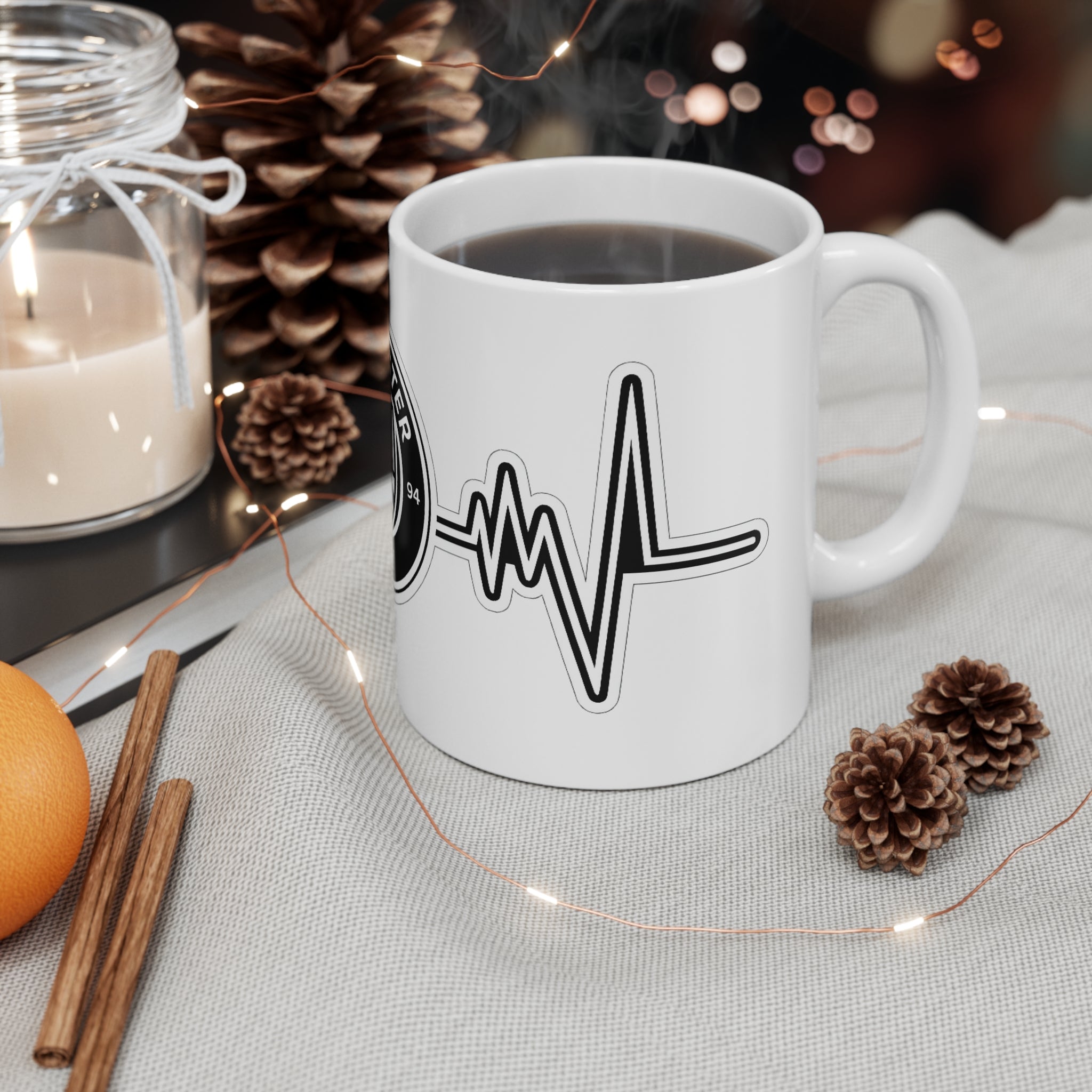Manchester City Heartbeat Mug — Ceramic Coffee Cup (11oz & 15oz)