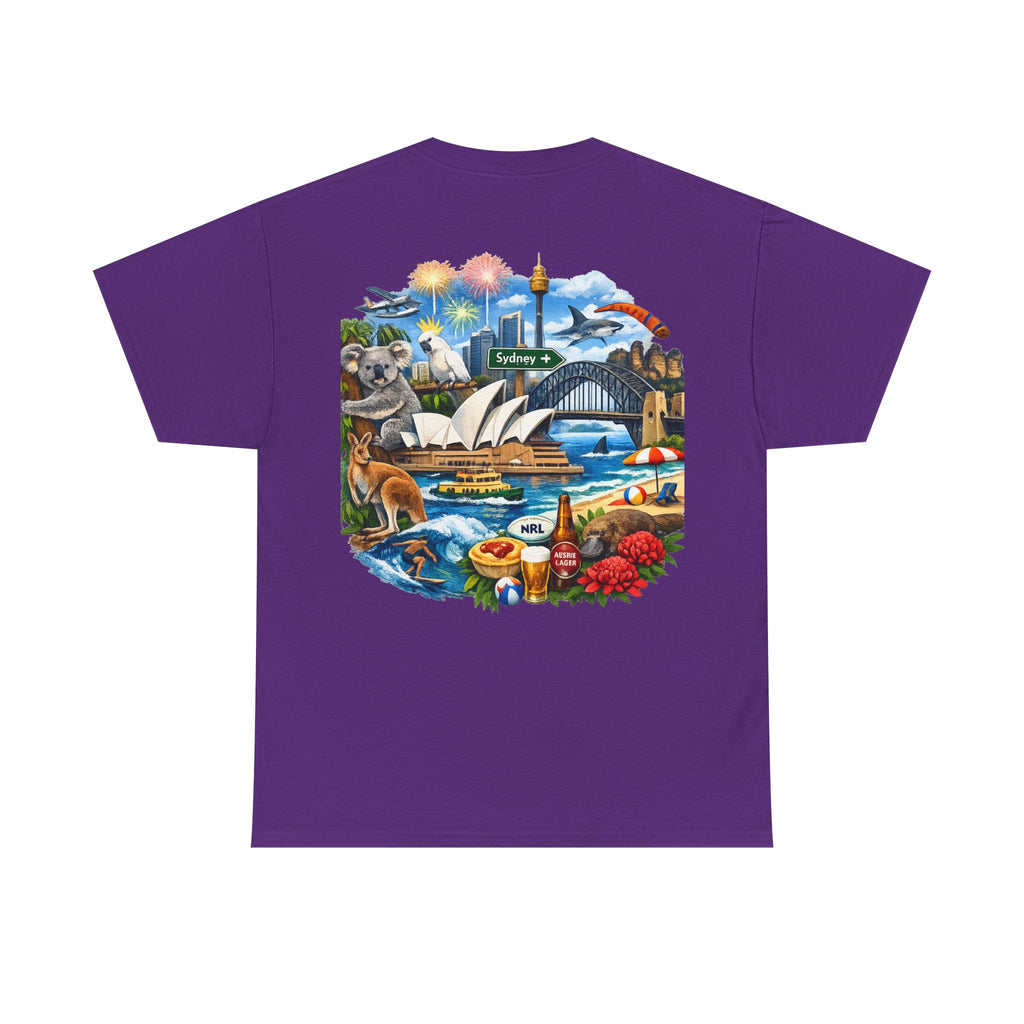 T-Shirt — Sydney Landmark Collage Tee (Opera House, Harbour Bridge, Koala & Beach Scene)