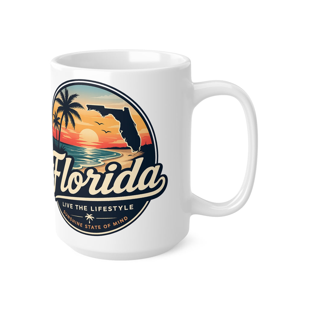 Florida Sunset Coffee Mug — Retro Palm Beach Ceramic Cup (11oz & 15oz)