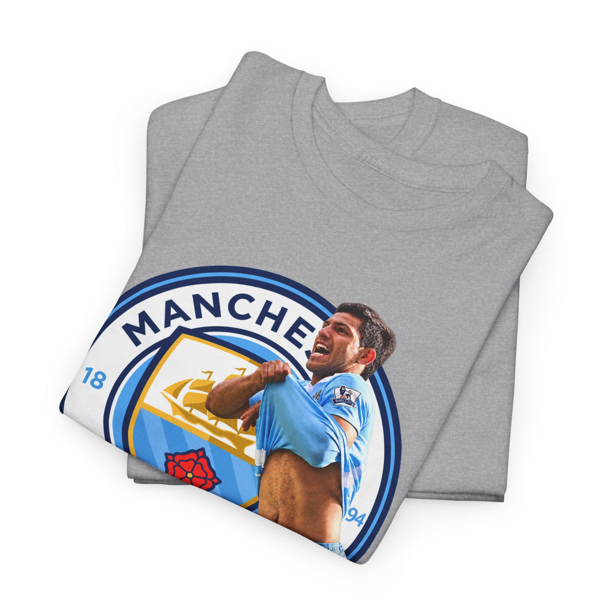 Sergio Aguero Manchester City Legend Soccer Tee — Player Celebration Graphic T-Shirt