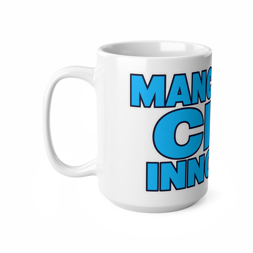 Manchester City Innocent Coffee Mug — Bold Blue Typography 11oz/15oz