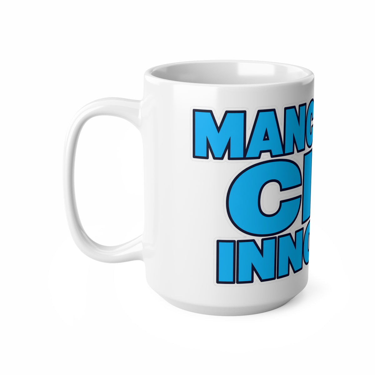 Manchester City Innocent Coffee Mug — Bold Blue Typography 11oz/15oz