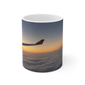 Aerial Sunset Plane Wing Ceramic Mug — Travel Coffee Cup (11oz, 15oz)