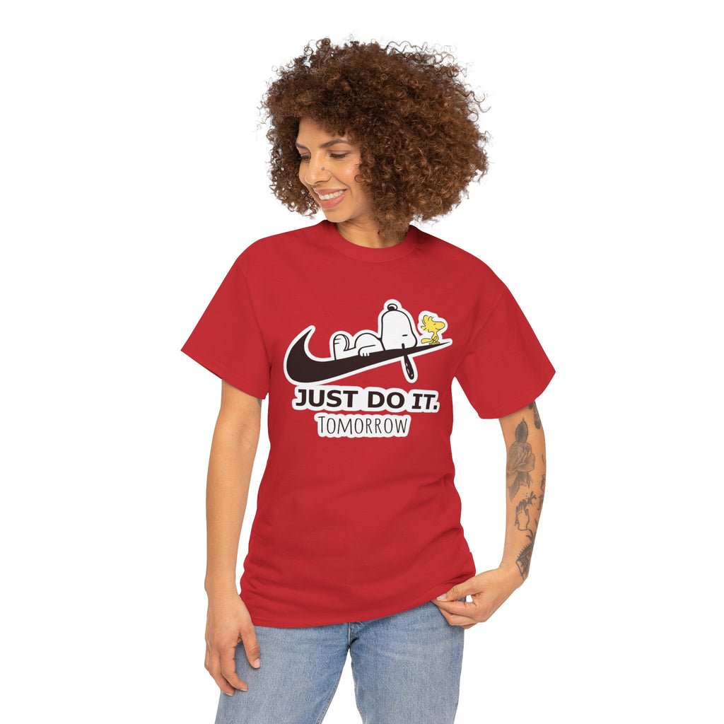 Snoopy "Just Do It Tomorrow" Graphic Cotton T-Shirt
