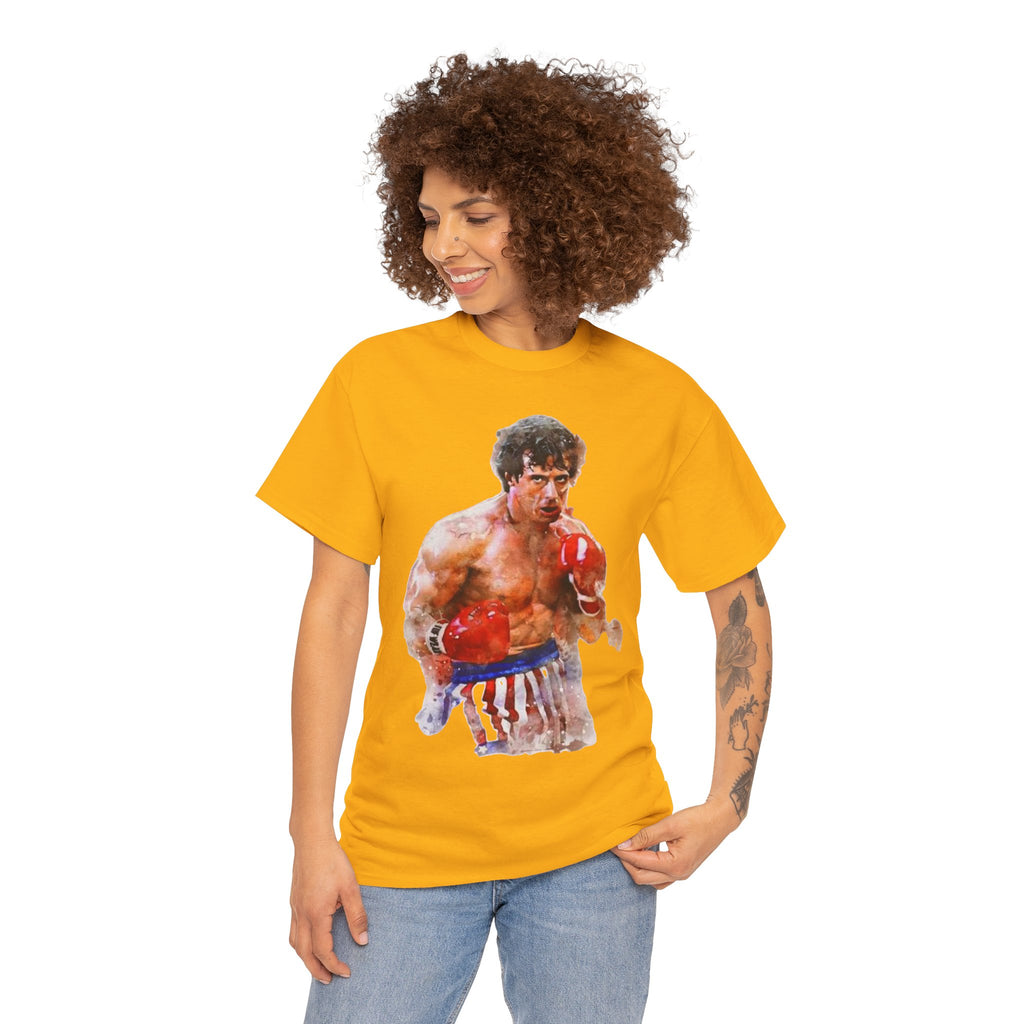 Boxer Rocky Painting T‑Shirt — Vintage American Flag Boxing Tee