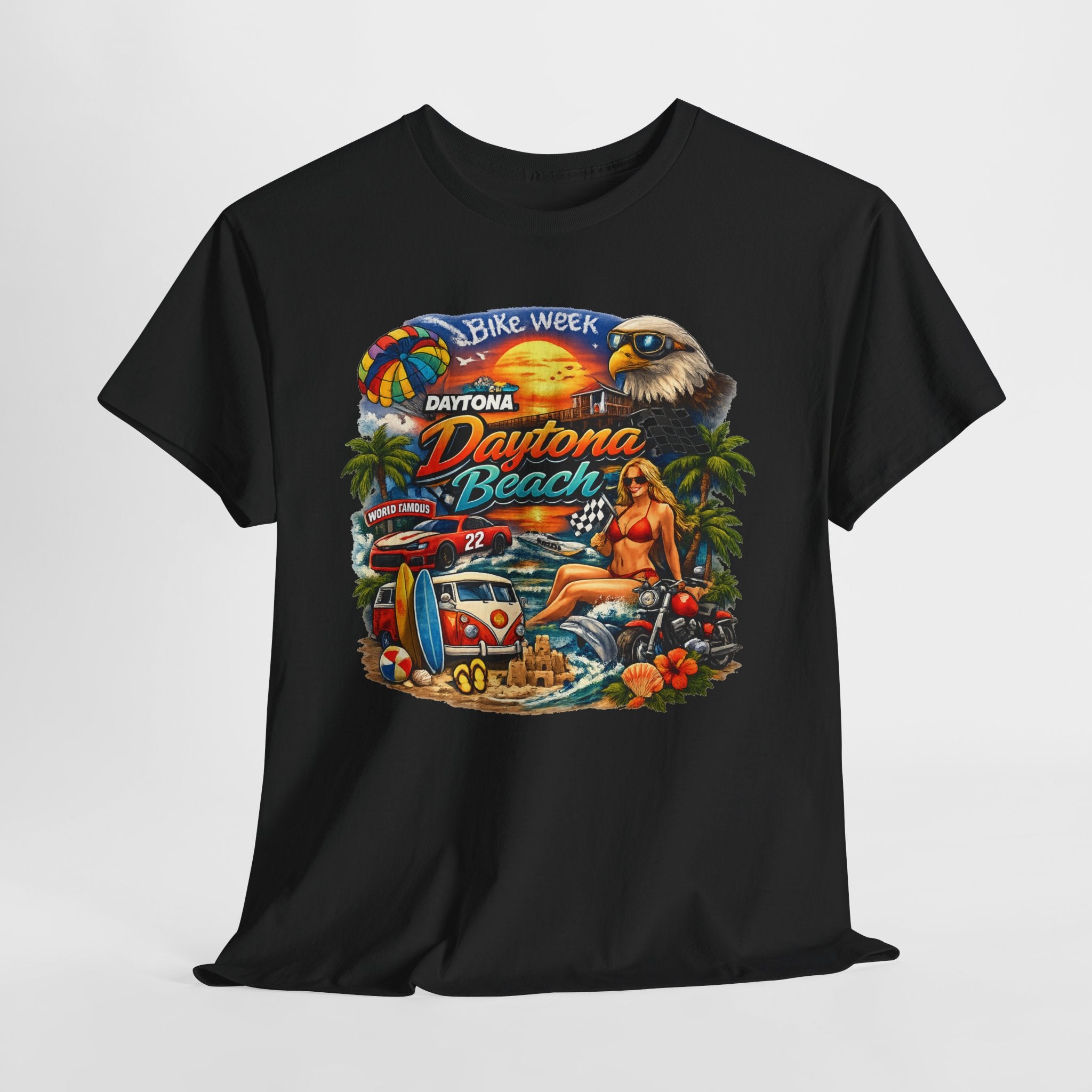 Daytona Beach Vintage Surf T-Shirt — Retro Sunset Palm Beach Tee