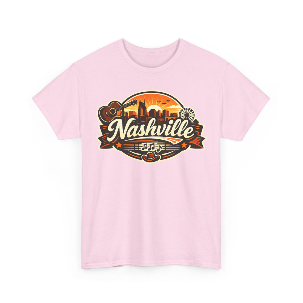 Nashville Skyline Guitar Tee – Retro Music City Souvenir Shirt