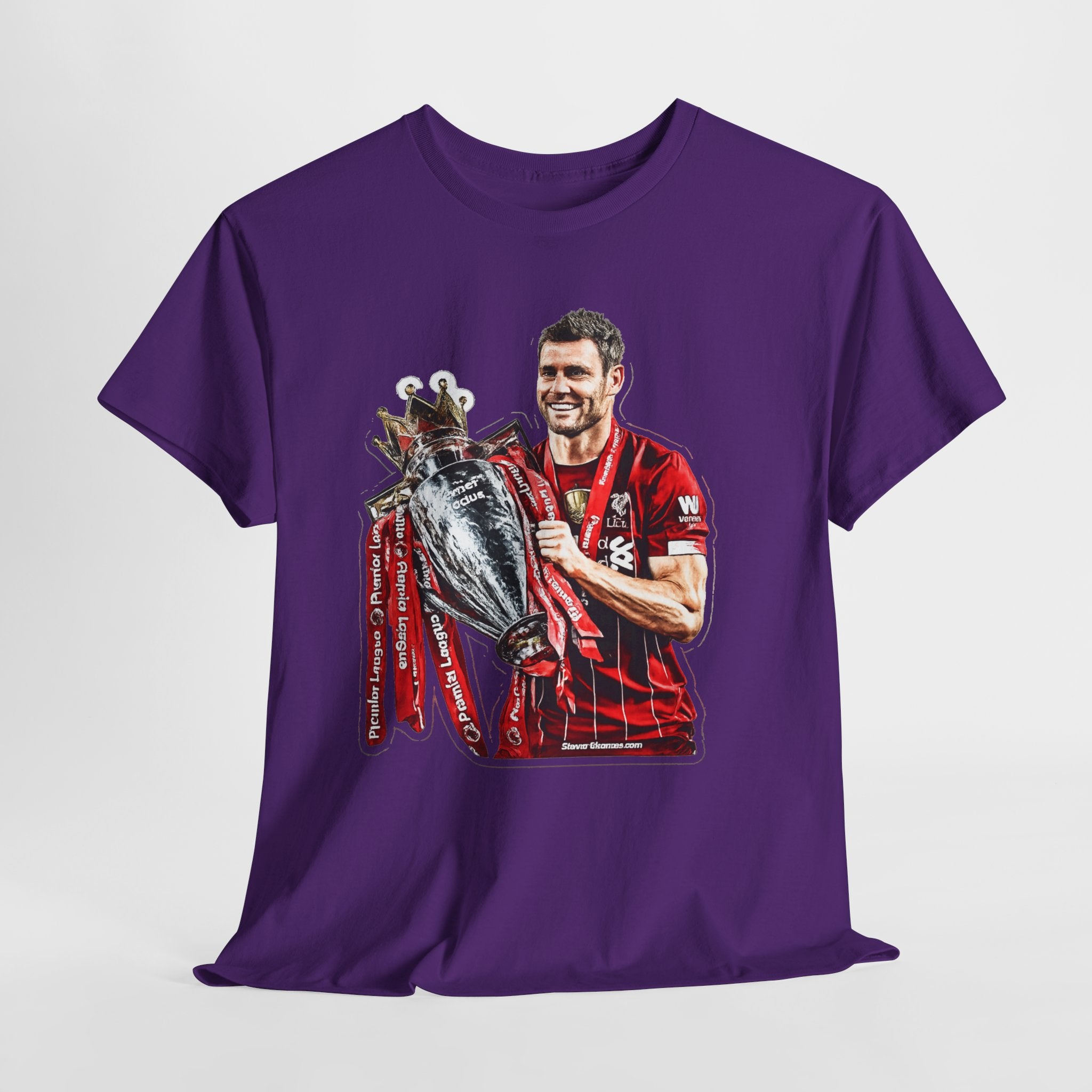 James Milner Liverpool Premier League Champion Trophy T-Shirt — Player Holding Premier Trophy