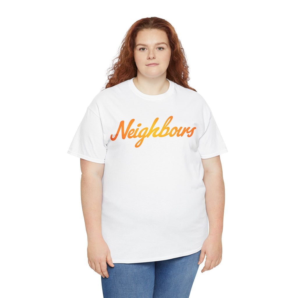 Neighbours Script T‑Shirt — Retro Orange Neighborhood Tee