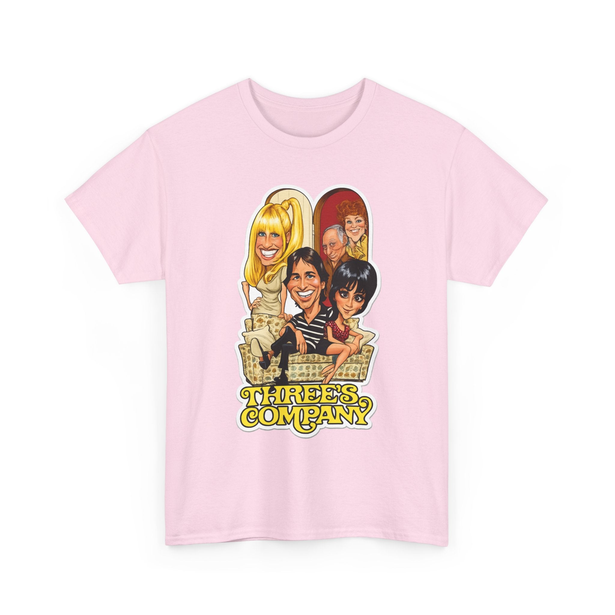 Three's Company Retro TV Tee — Vintage Sitcom Caricature T-Shirt