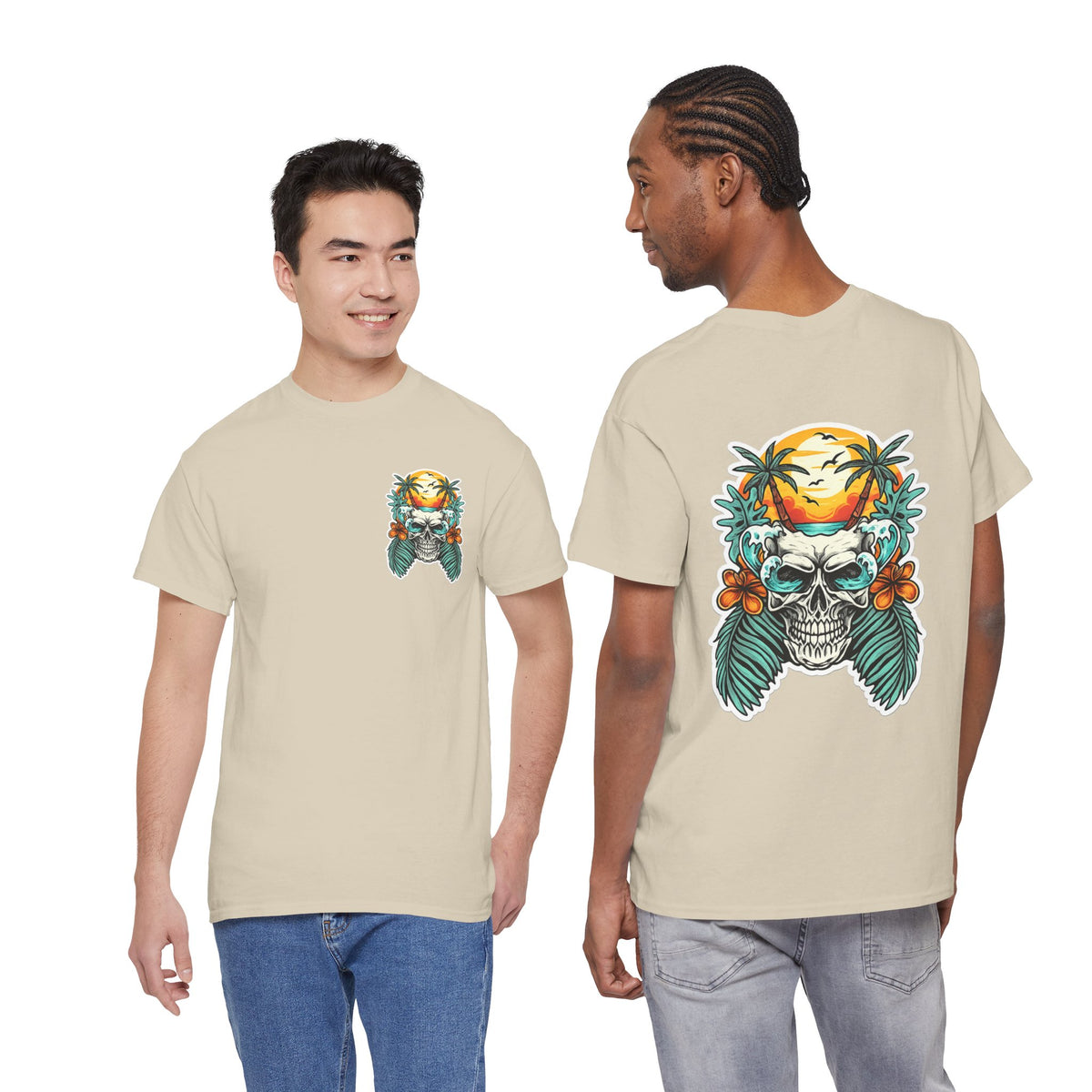 Tropical Skull Tee — Sunset Palm Beach Skull T-Shirt