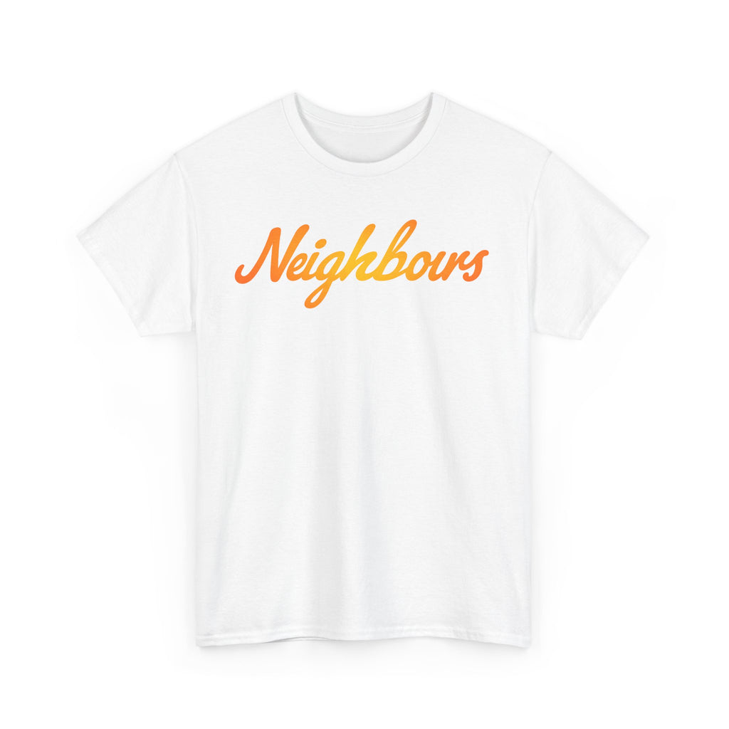 Neighbours Script T‑Shirt — Retro Orange Neighborhood Tee