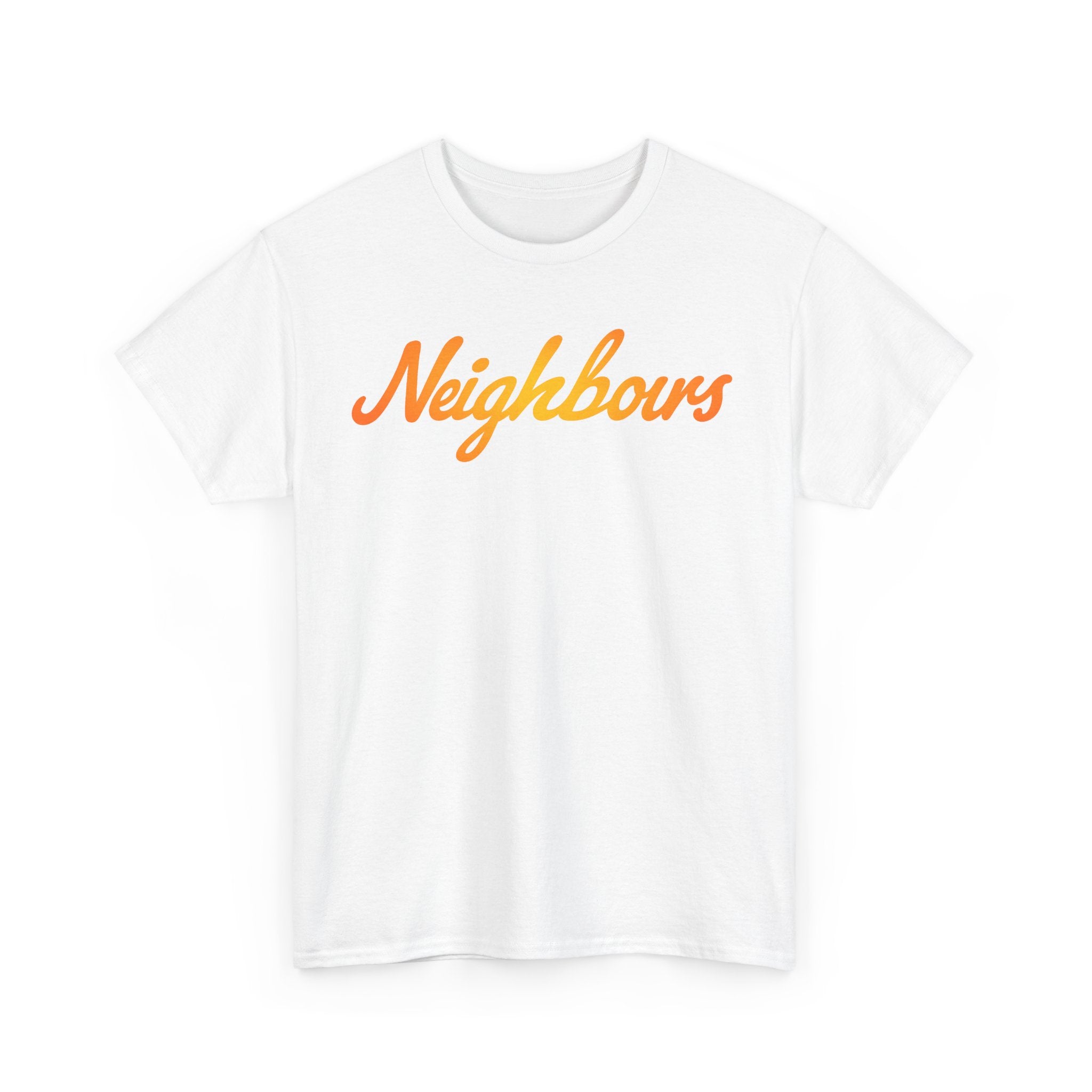 Neighbours Script T‑Shirt — Retro Orange Neighborhood Tee