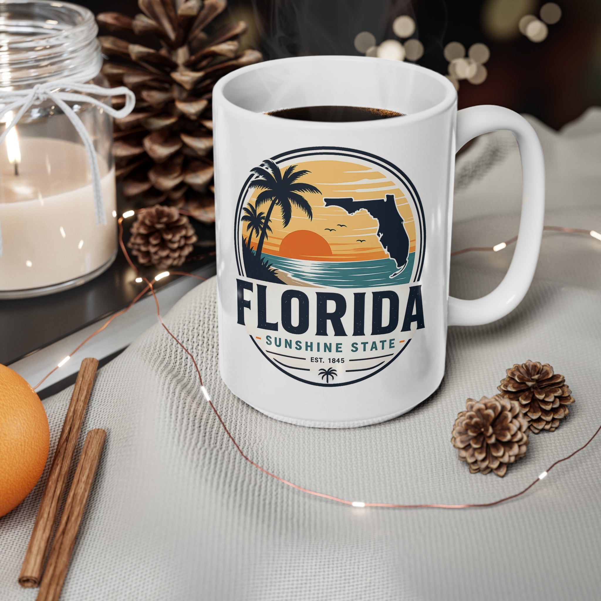 Florida Sunshine State Sunset Mug — Ceramic Coffee Cup (11oz & 15oz)