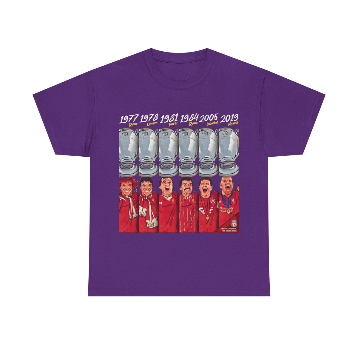 Liverpool Champions Timeline Tee — Liverpool European Cup Winners (1977, 1978, 1981, 1984, 2005, 2019)