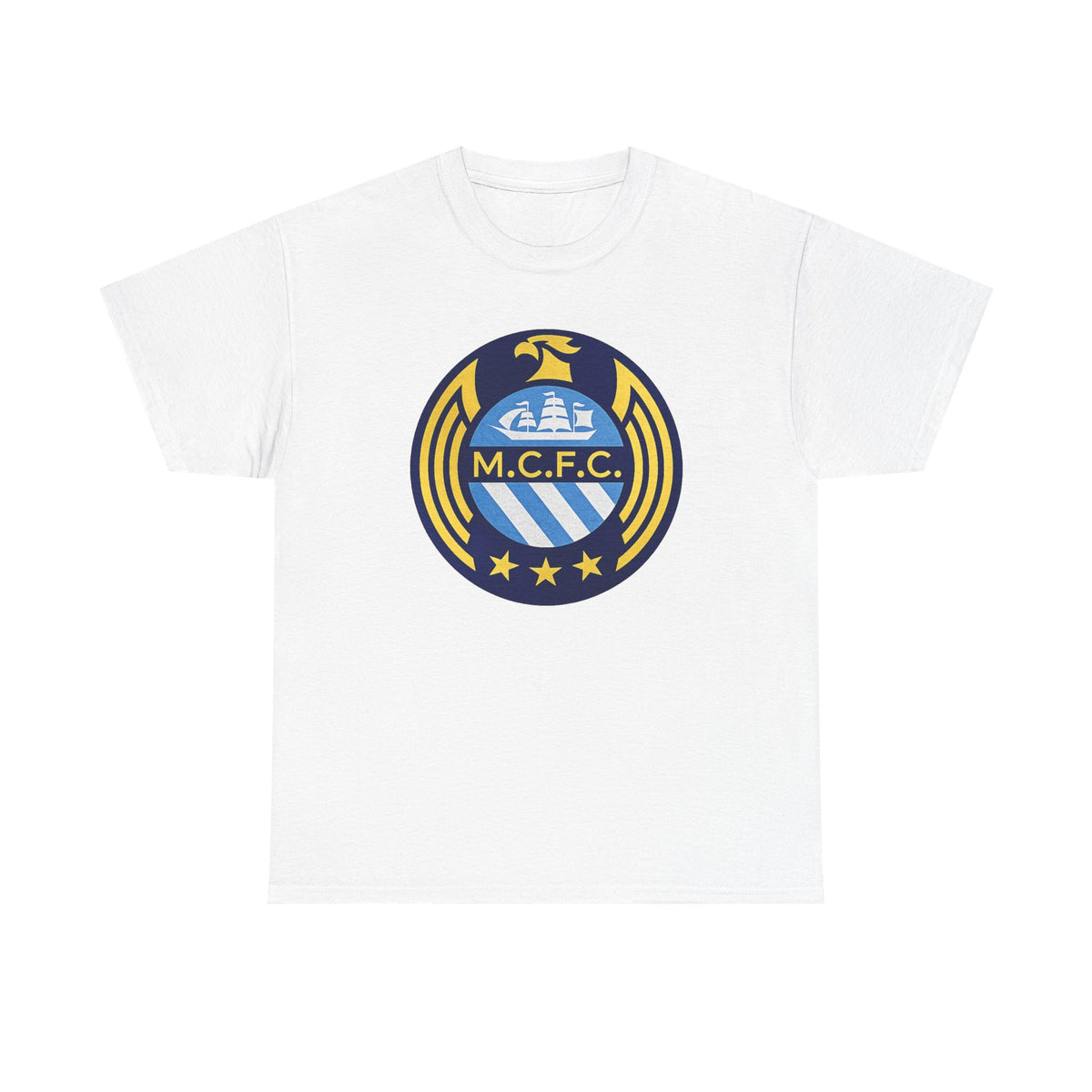 MCFC Crest T-Shirt — Vintage Blue & Gold Soccer Tee