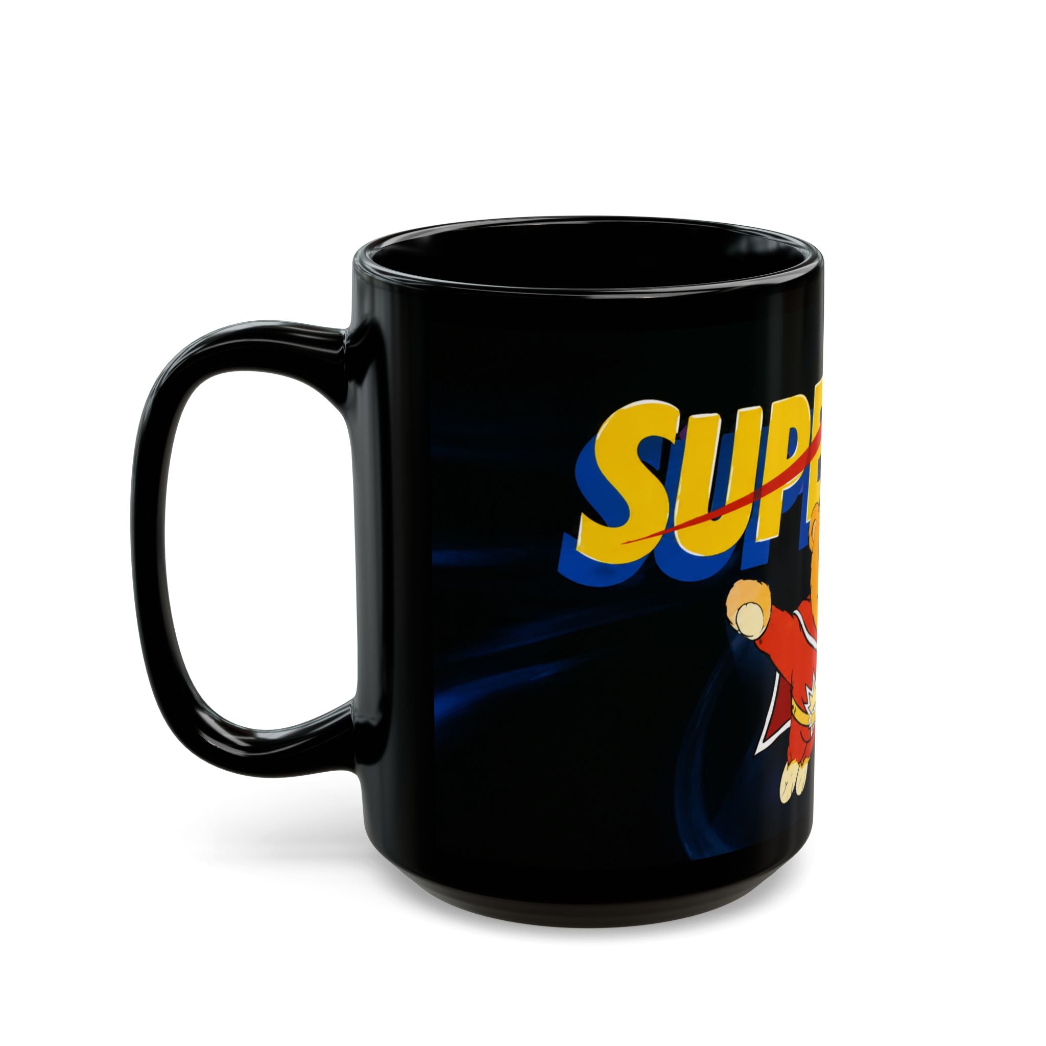 Super Ted Superhero Mug — Cute Vintage Cartoon Coffee Cup (11oz, 15oz)
