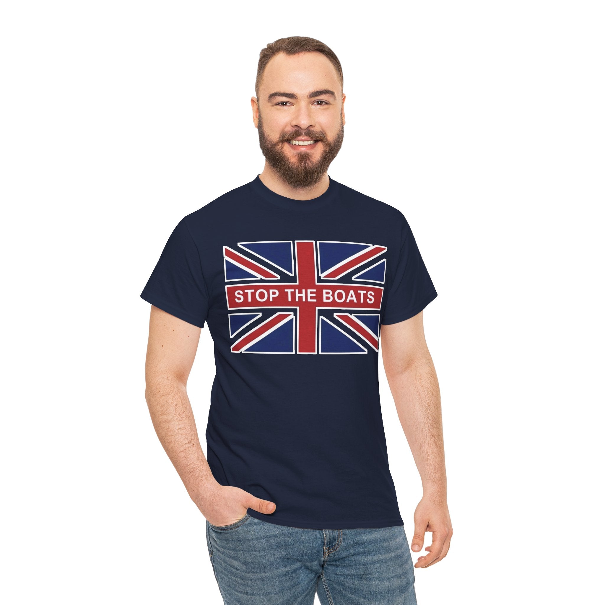 Union Jack "Stop The Boats" Political Statement Tee / T-Shirt