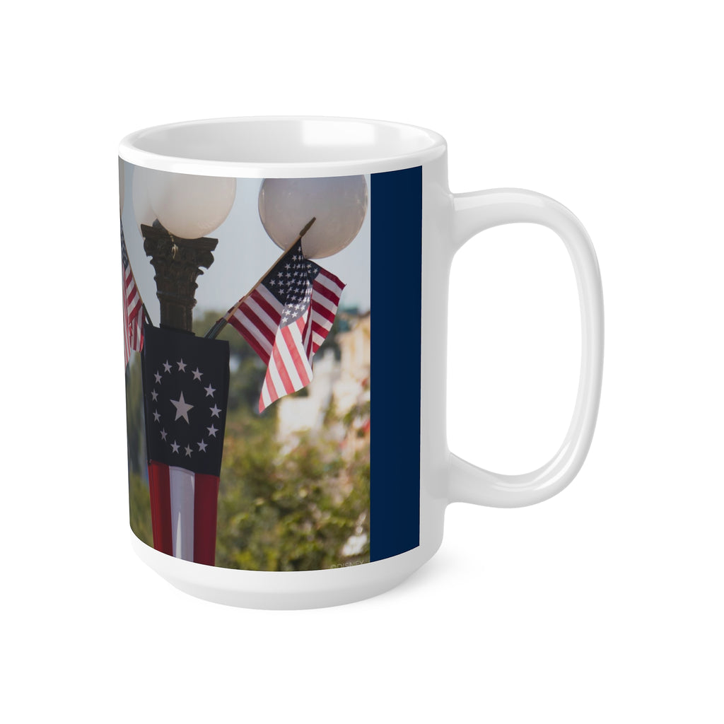 Disney Mickey 'Celebrates America' Flag Mug — Patriotic 11oz & 15oz Coffee Cup