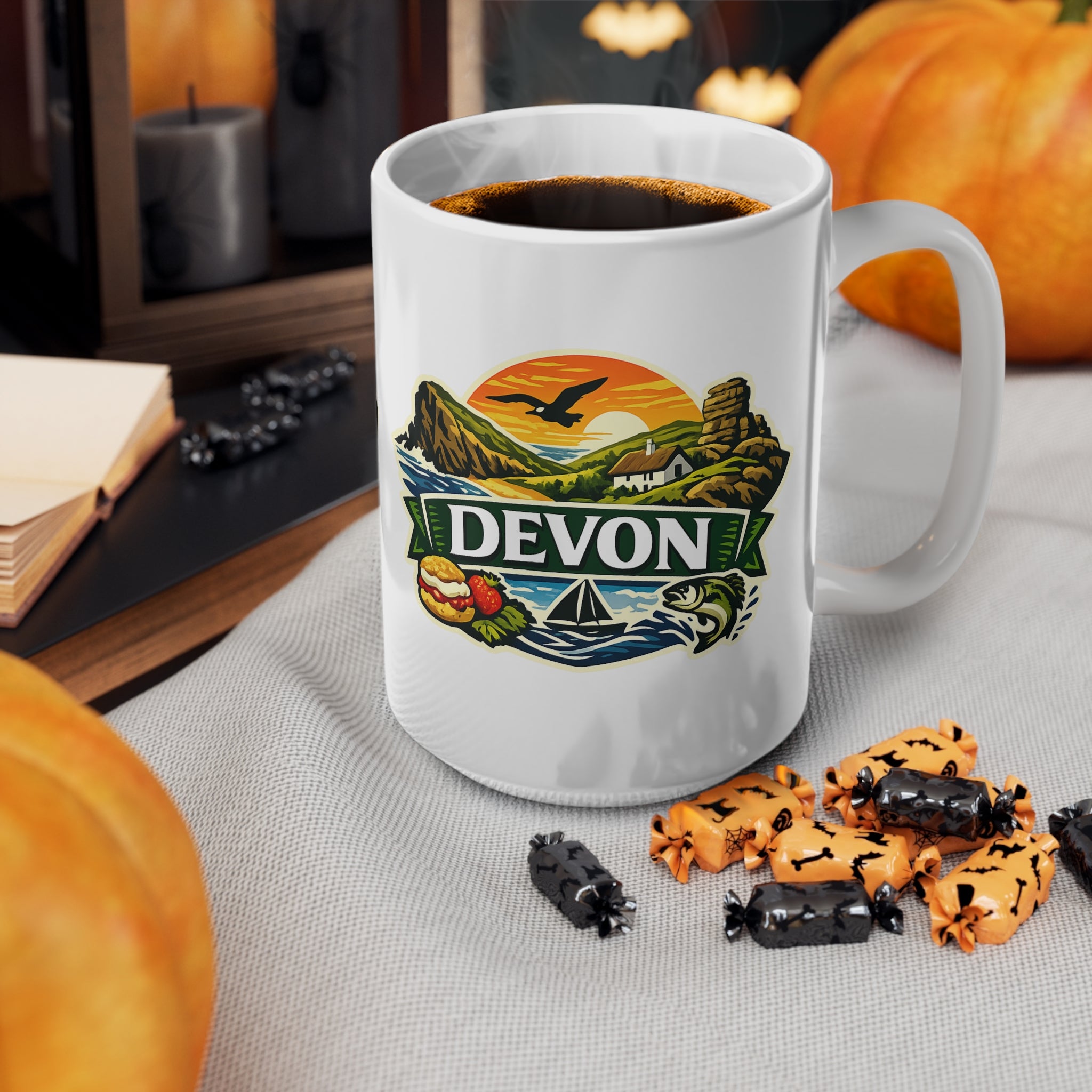 Devon Scenic Mug — Coastal Sunrise Ceramic Coffee Cup (11oz & 15oz)