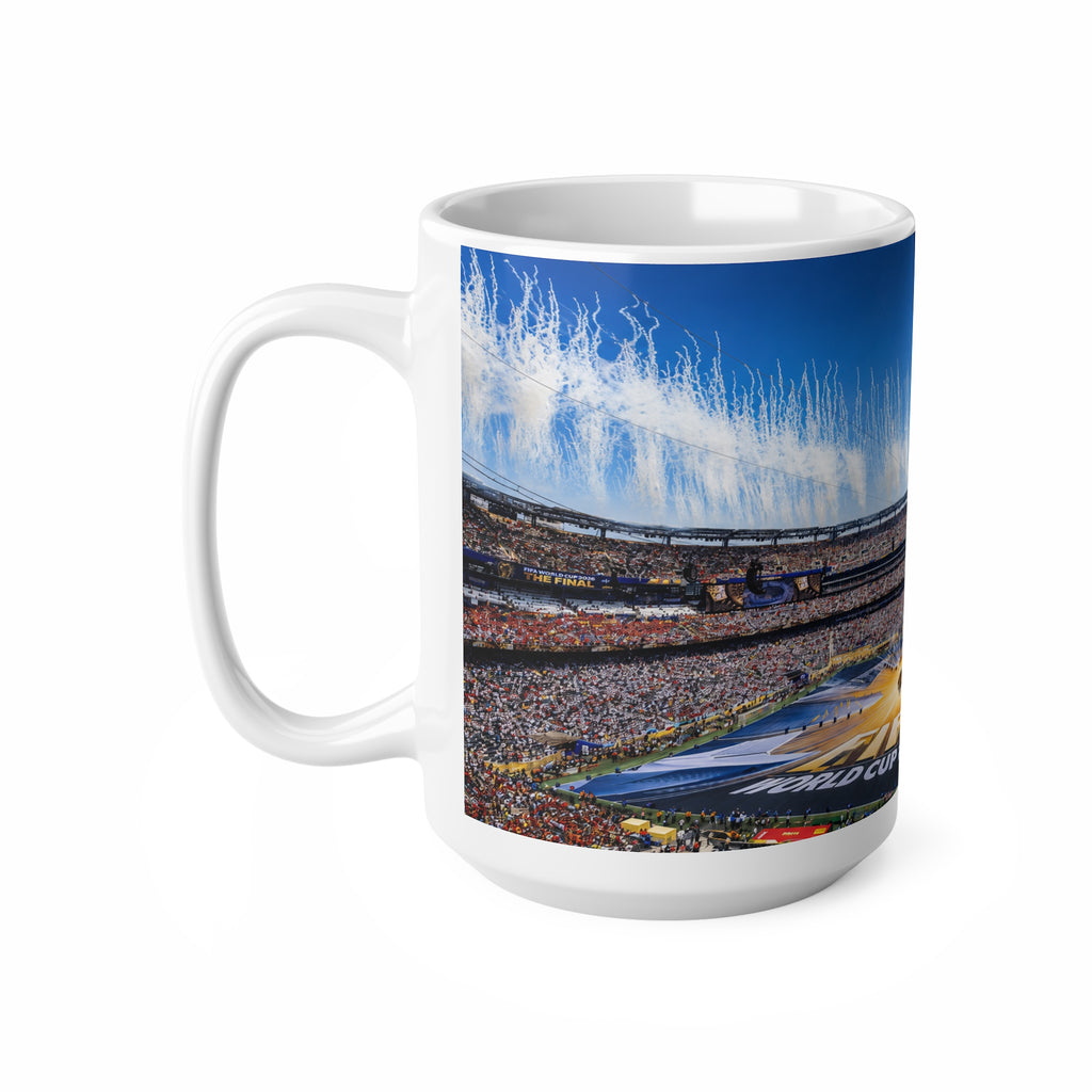 World Cup Final 2026 Stadium Celebration Ceramic Coffee Mug — Panoramic Crowd & Fireworks 11oz/15oz