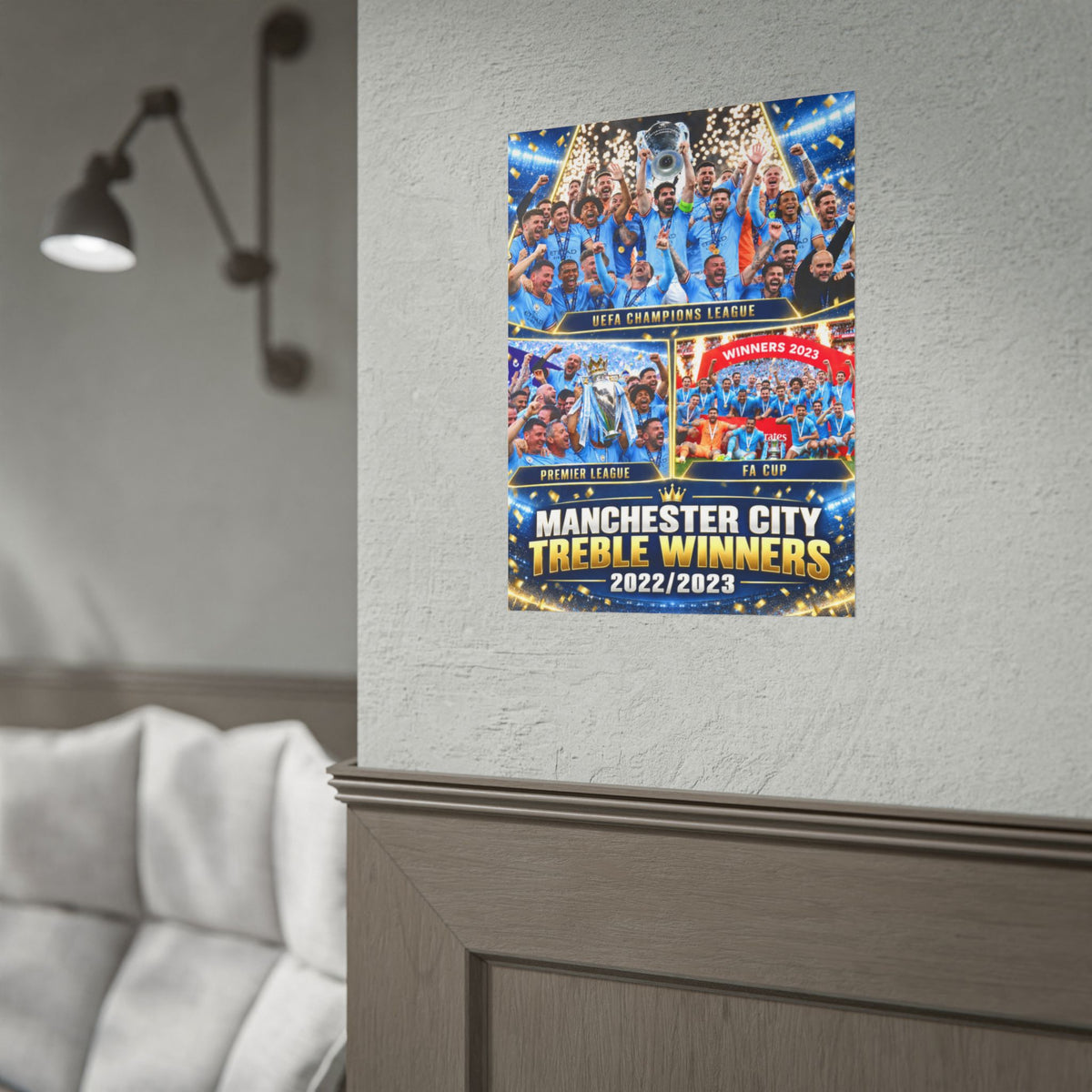 Manchester City Treble Winners 2022/2023 Rolled Poster