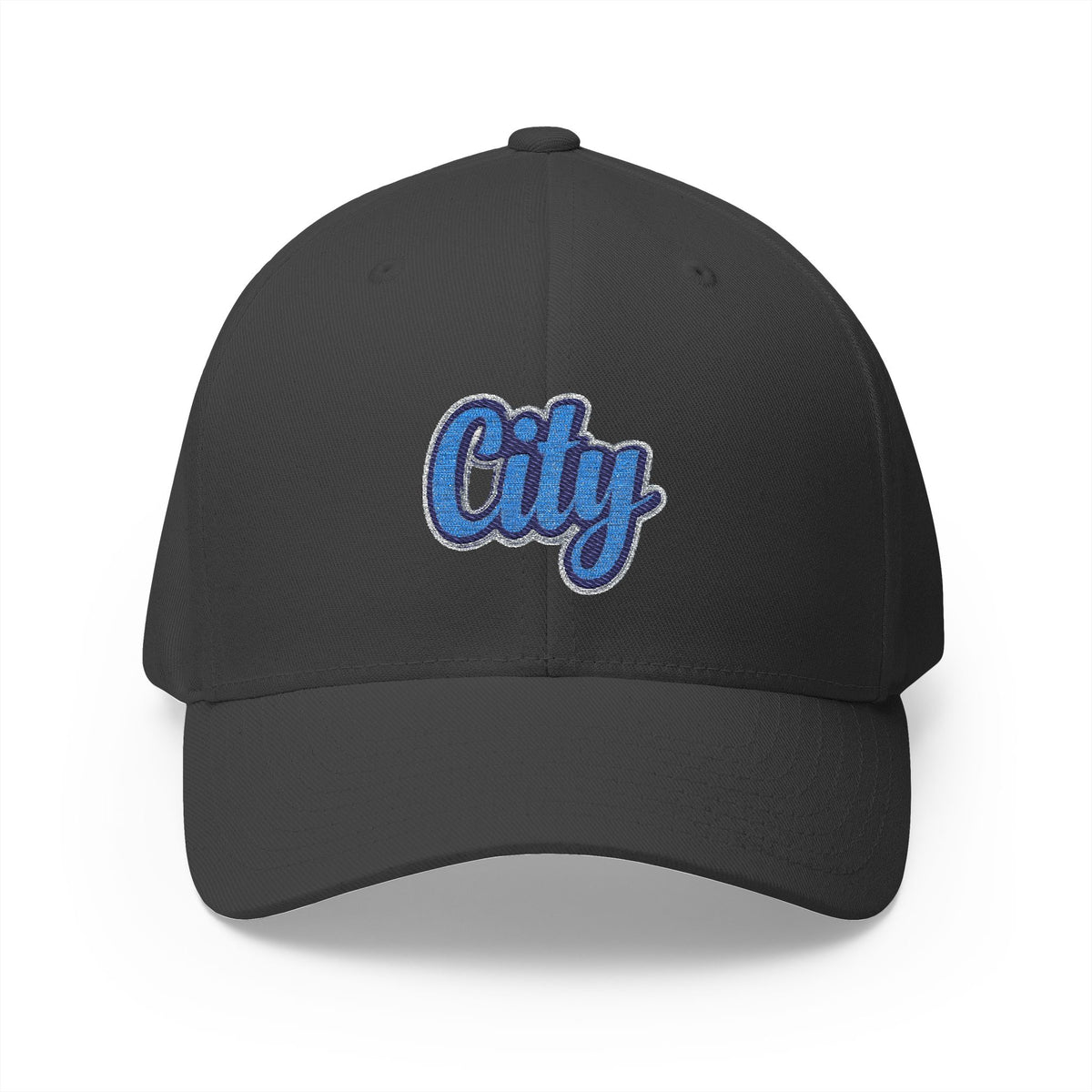 Embroidered "City" Script Closed-Back Baseball Cap
