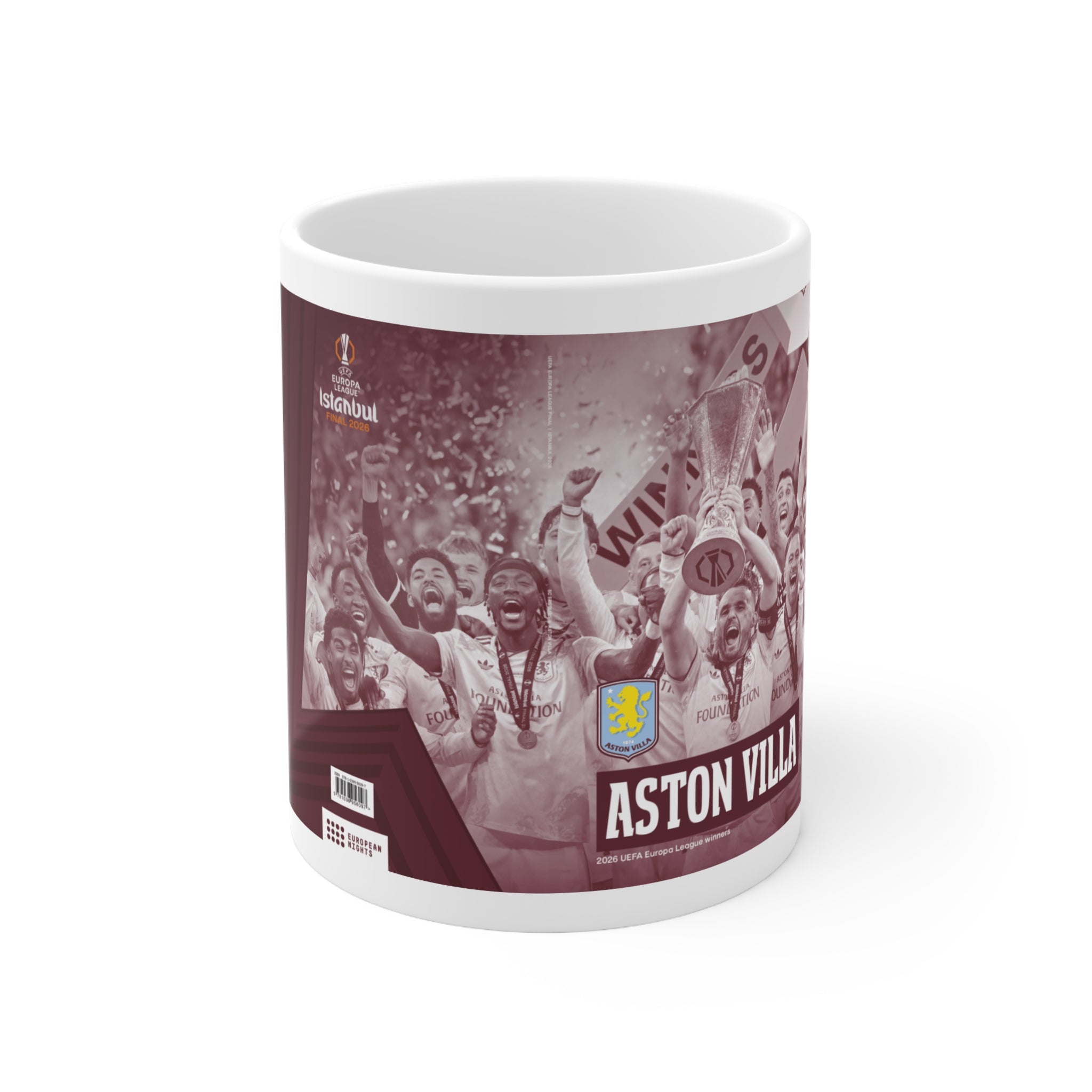 Aston Villa 2026 UEFA Europa League Winners Ceramic Coffee Mug — Vintage Celebration Team Photo (11oz & 15oz)