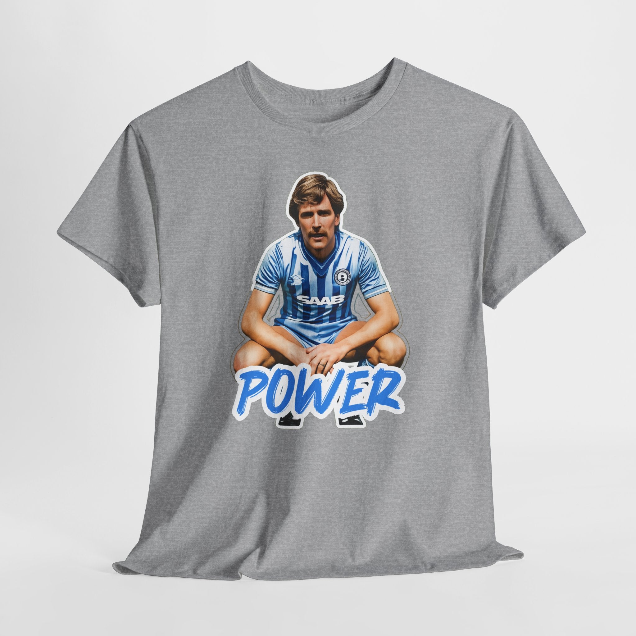 Paul Power Manchester City Legend Player Graphic Tee — Retro Football Jersey Design