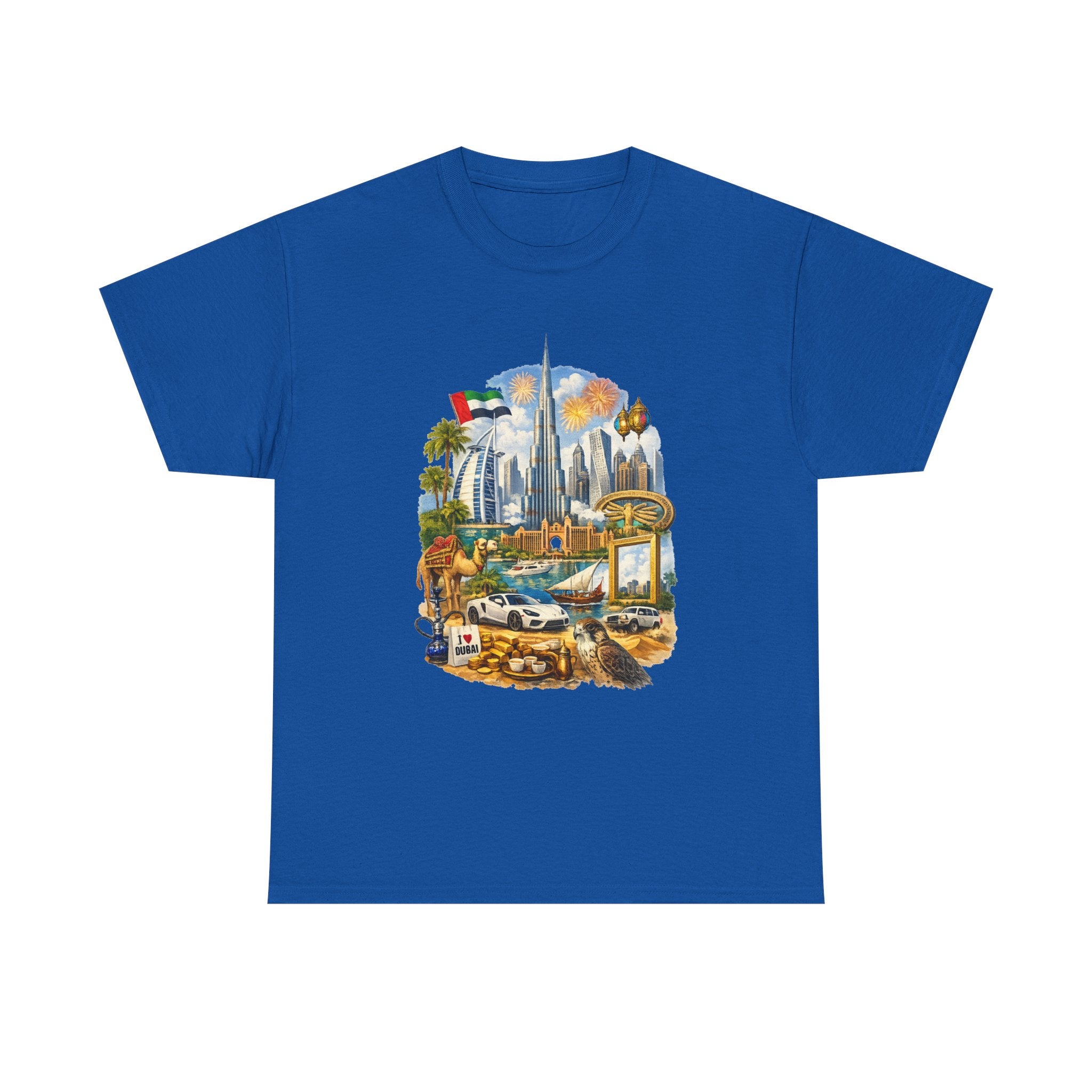 Dubai Skyline Beach Vacation T-Shirt – Retro Travel Collage Tee