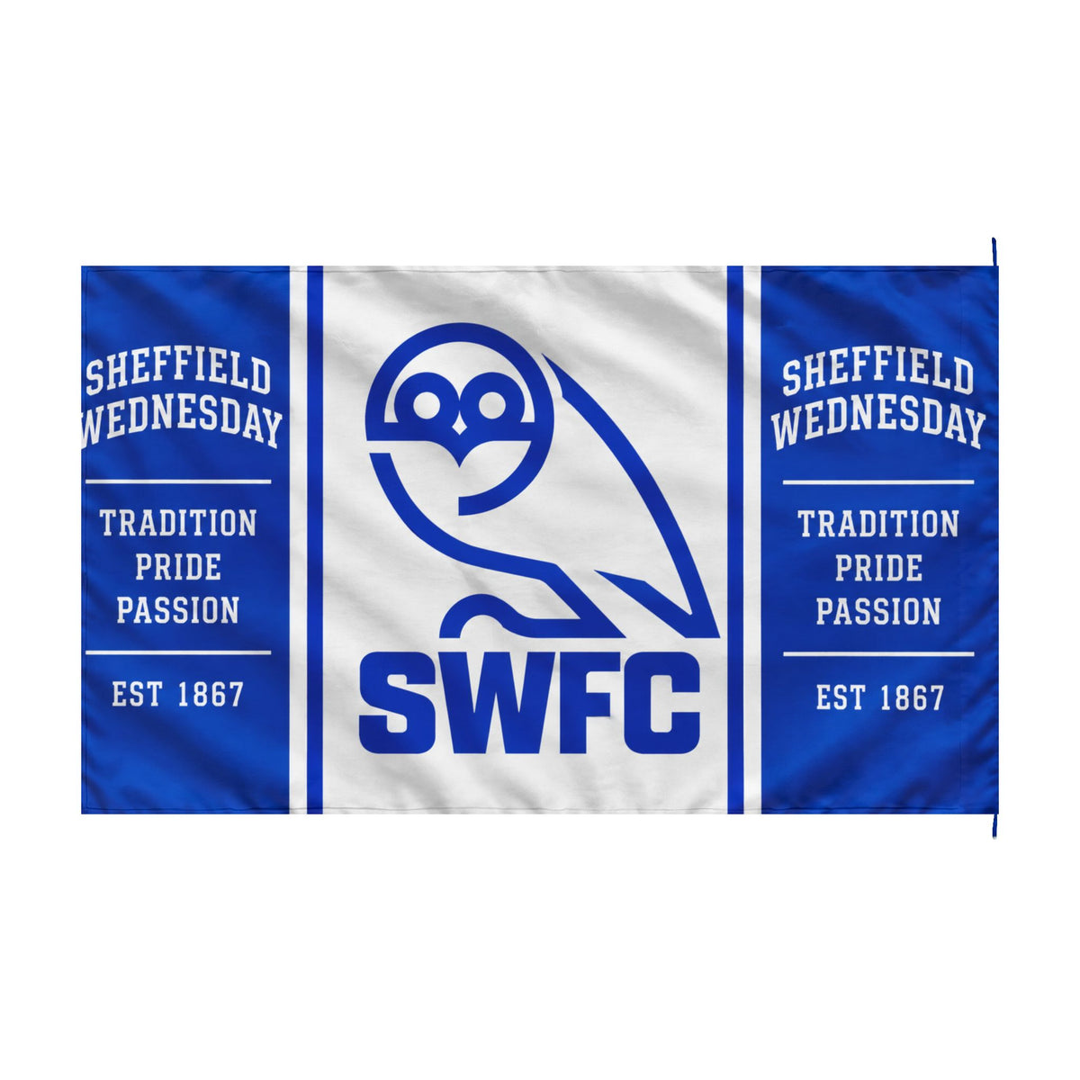 Sheffield Wednesday SWFC Double-Sided Fan Flag — Tradition Pride Passion (Est. 1867)