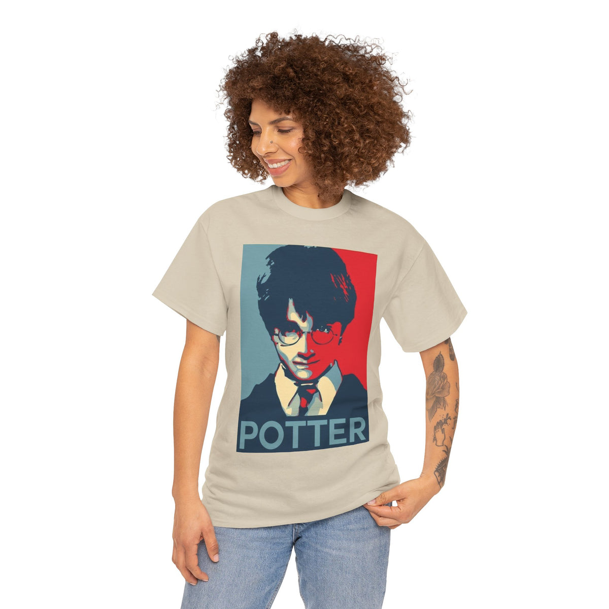 Harry Potter Inspired Vintage Wizard Portrait Cotton T‑Shirt — 'Potter' Graphic Tee