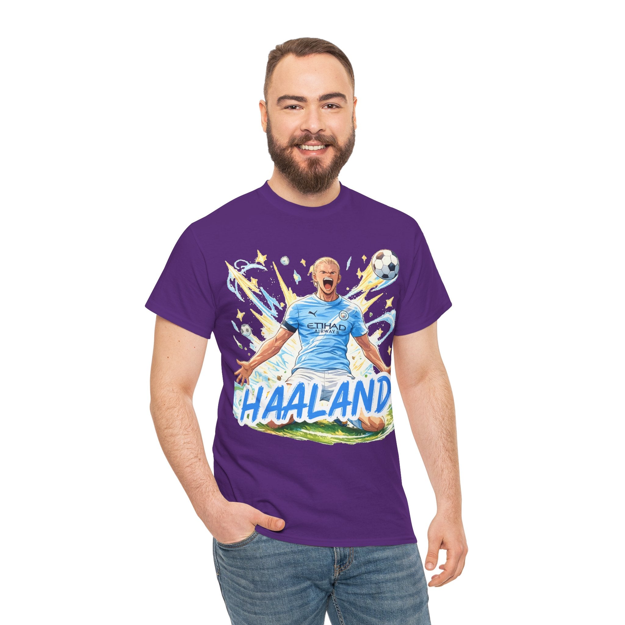 Erling Haaland Anime Fan Tee — Celebratory Football Player Graphic T-Shirt