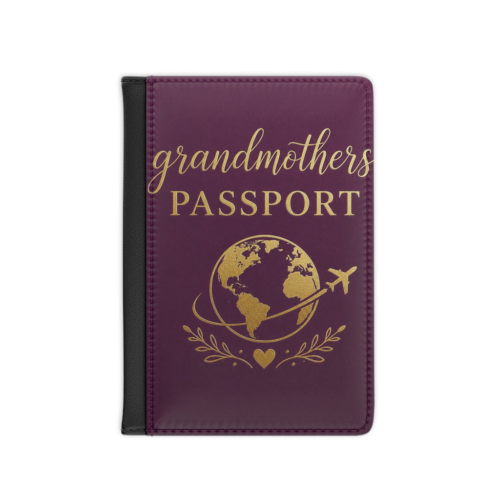 Grandmother’s Passport Cover – Travel Wallet for Nana, Gold Globe Design