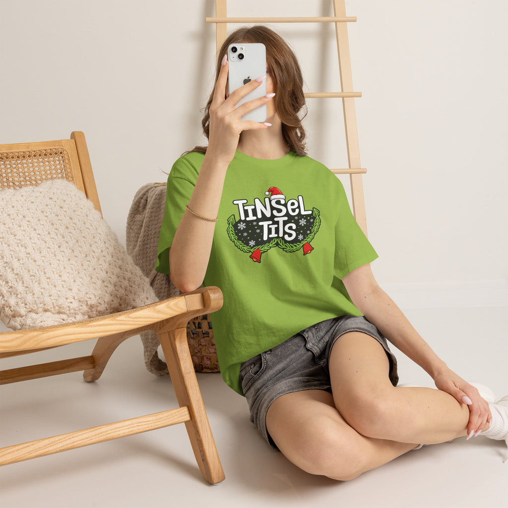 T-Shirt — "Tinsel Tits" Funny Christmas Wreath Holiday Tee