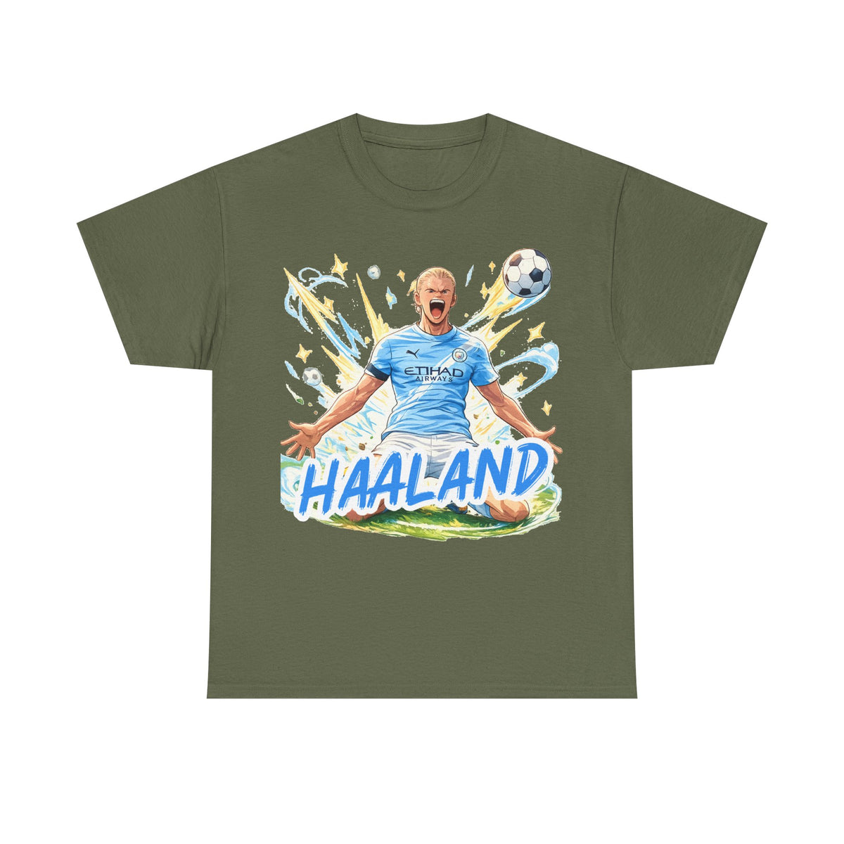 Erling Haaland Anime Fan Tee — Celebratory Football Player Graphic T-Shirt