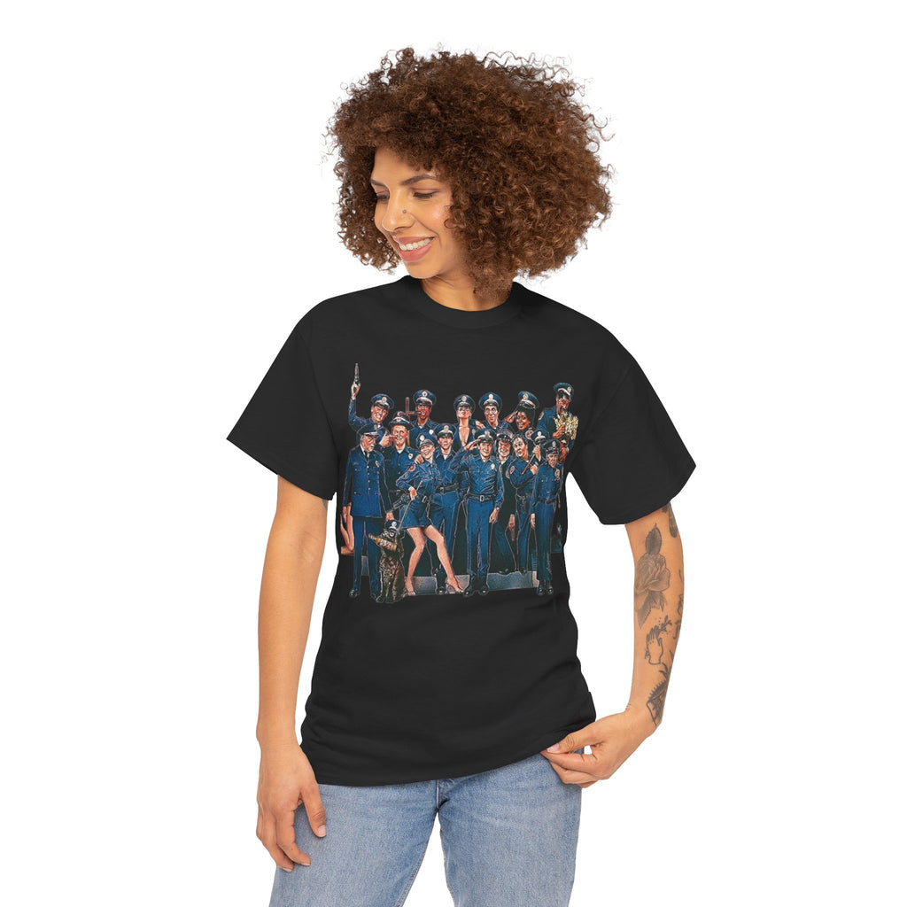 Police Academy Movie Inspired Cotton T‑Shirt — Retro Squad Photo Tee
