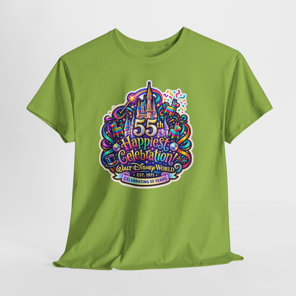 T-Shirt — "55th Happiest Celebration" Colorful Anniversary Castle Graphic Tee