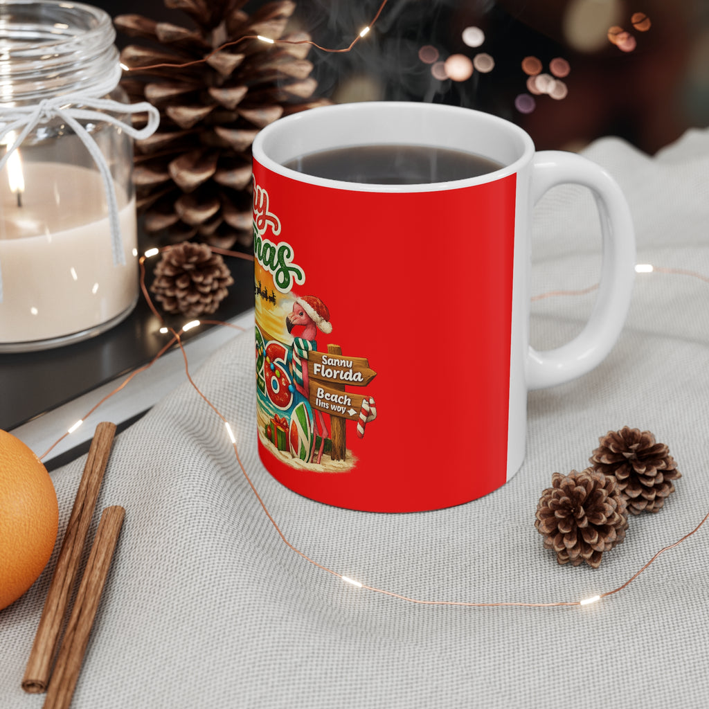 Christmas Beach Mug — "Merry Christmas 2026" Holiday Coffee Cup