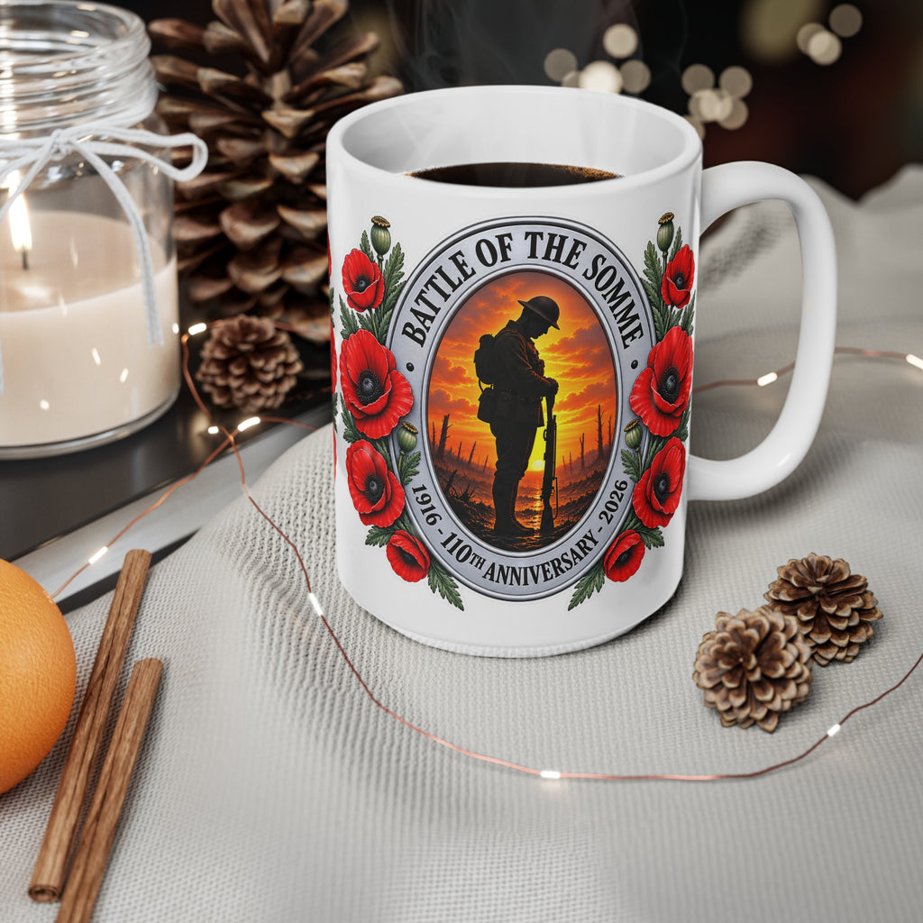 Battle of the Somme Poppy Memorial Mug — 11oz & 15oz Ceramic Coffee Cup